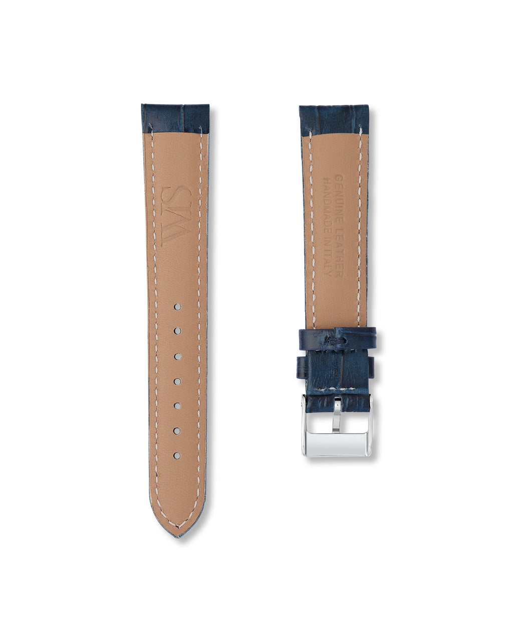 Midnight Blue Italian Alligator Leather Watch Strap 18mm