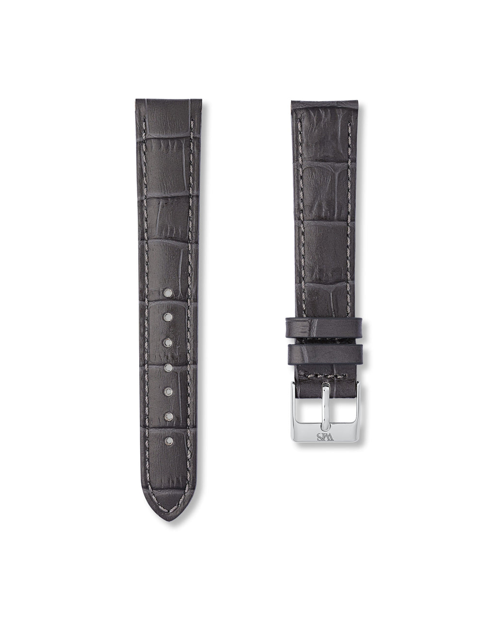 Charcoal Grey Italian Alligator Leather Watch Strap 19mm