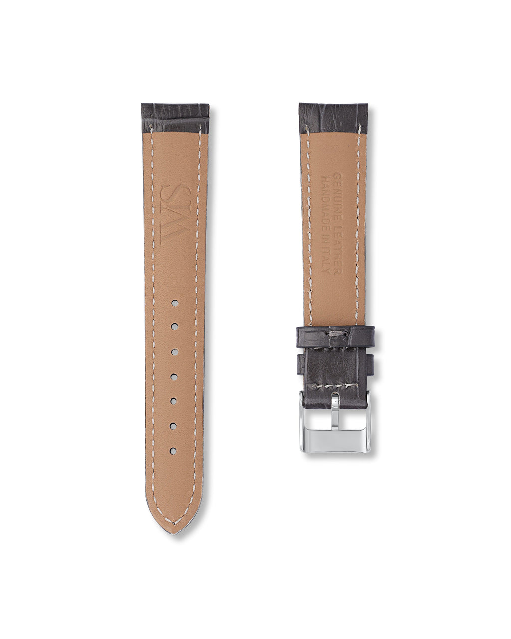 Charcoal Grey Italian Alligator Leather Watch Strap 18mm