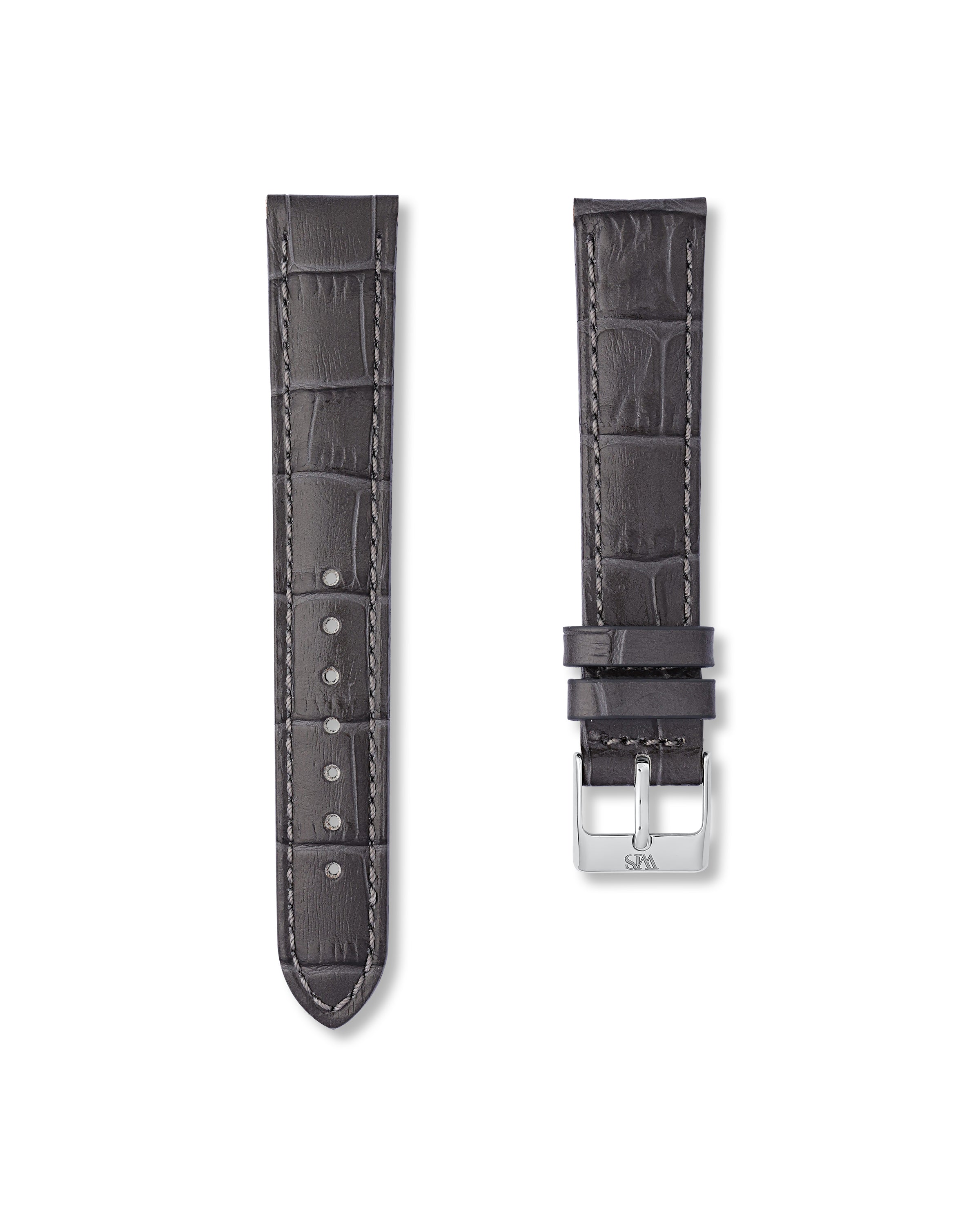 Charcoal Grey Italian Alligator Leather Watch Strap 18mm