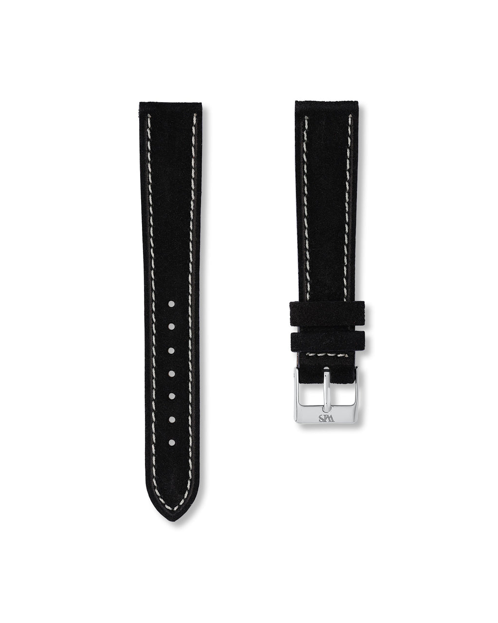 Tuxedo Black Suede Leather Watch Strap 18mm