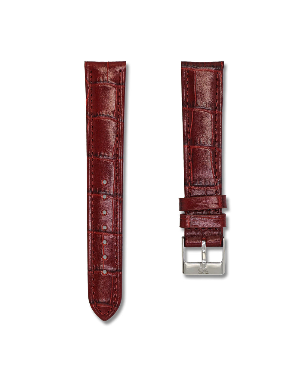 Cherry Red Italian Alligator Leather Watch Strap 19mm