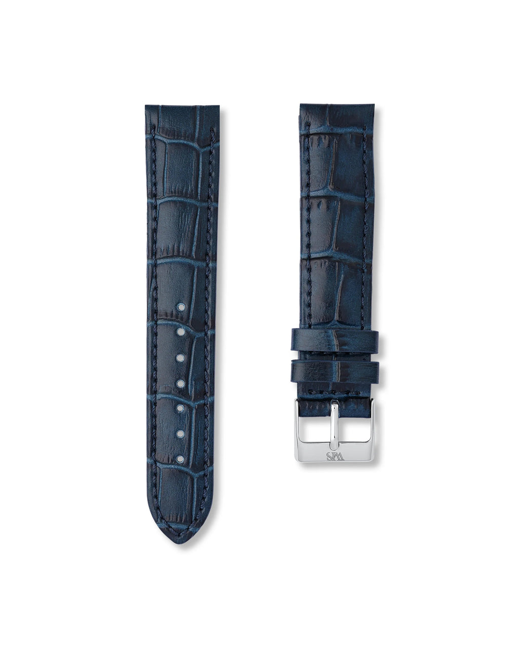 Midnight Blue Italian Alligator Leather Watch Strap 21mm