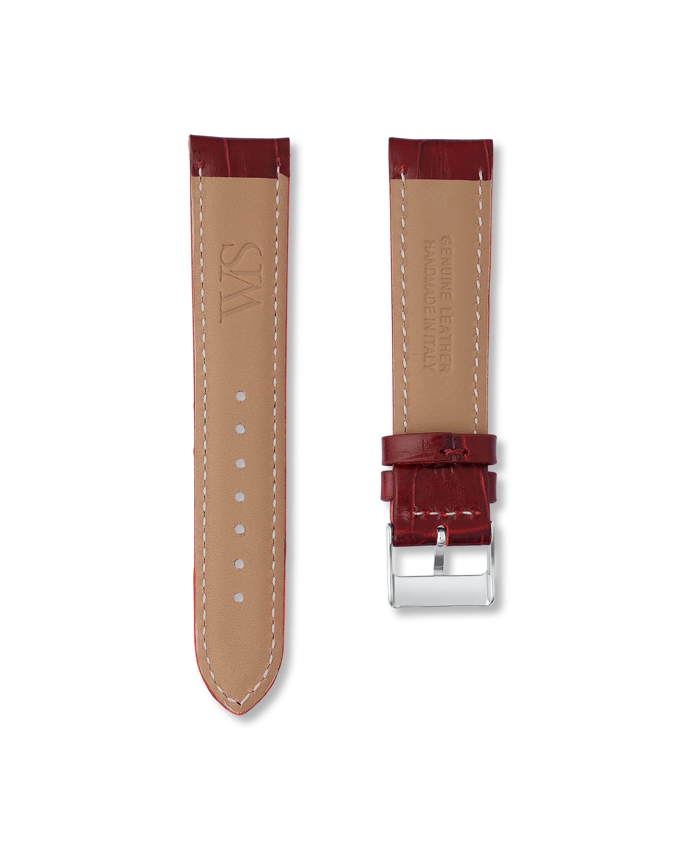 Cherry Red Italian Alligator Leather Watch Strap 21mm