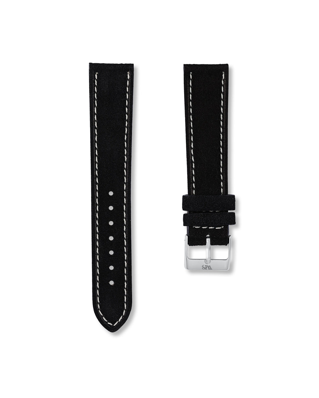 Tuxedo Black Suede Leather Watch Strap 20mm