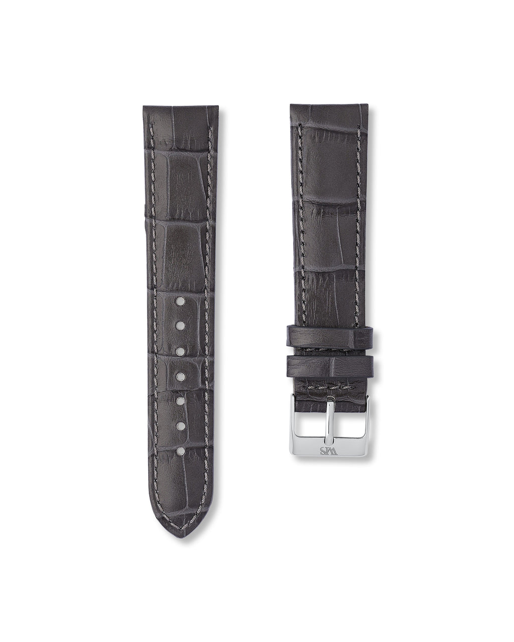 Charcoal Grey Italian Alligator Leather Watch Strap 20mm