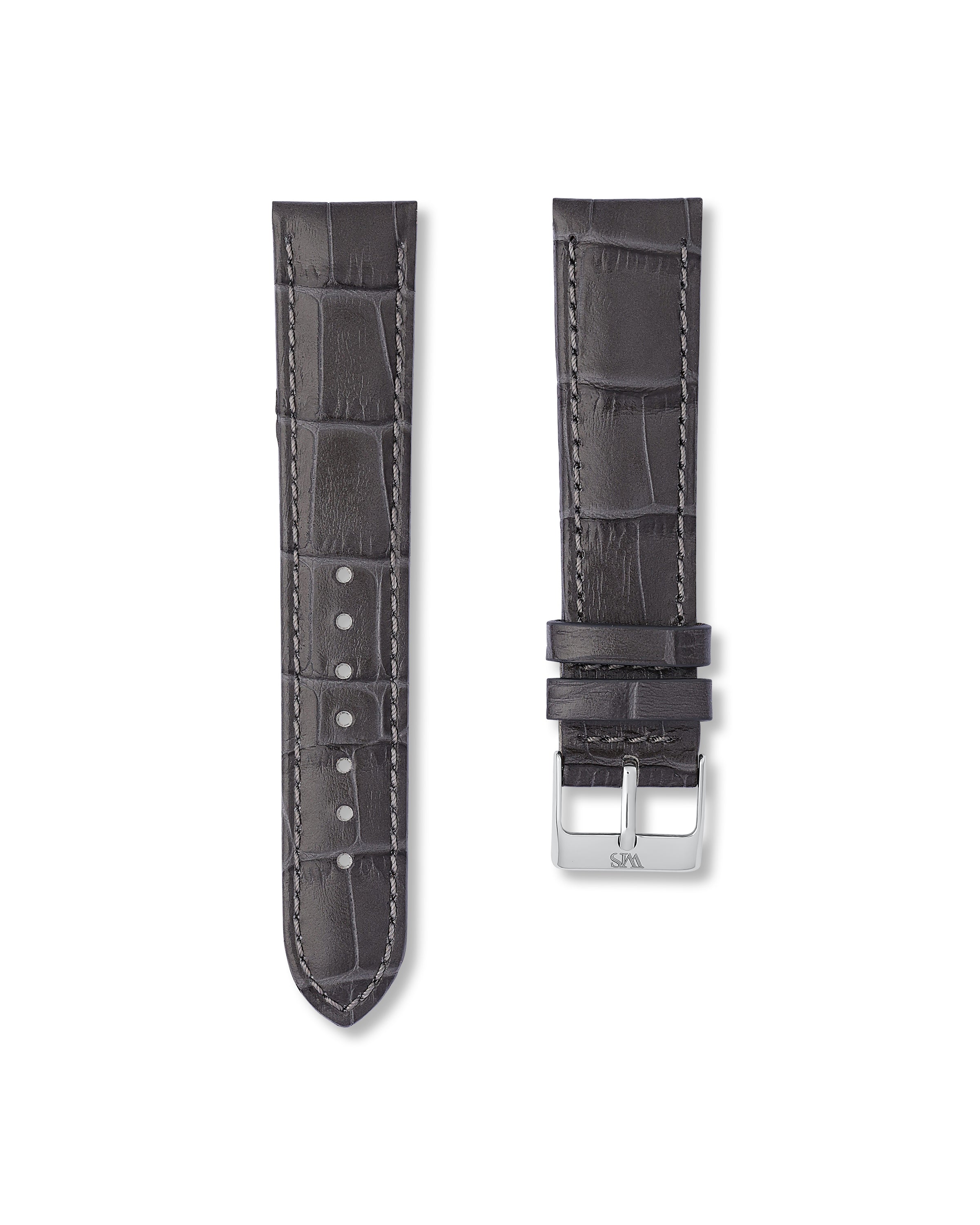 Charcoal Grey Italian Alligator Leather Watch Strap 21mm