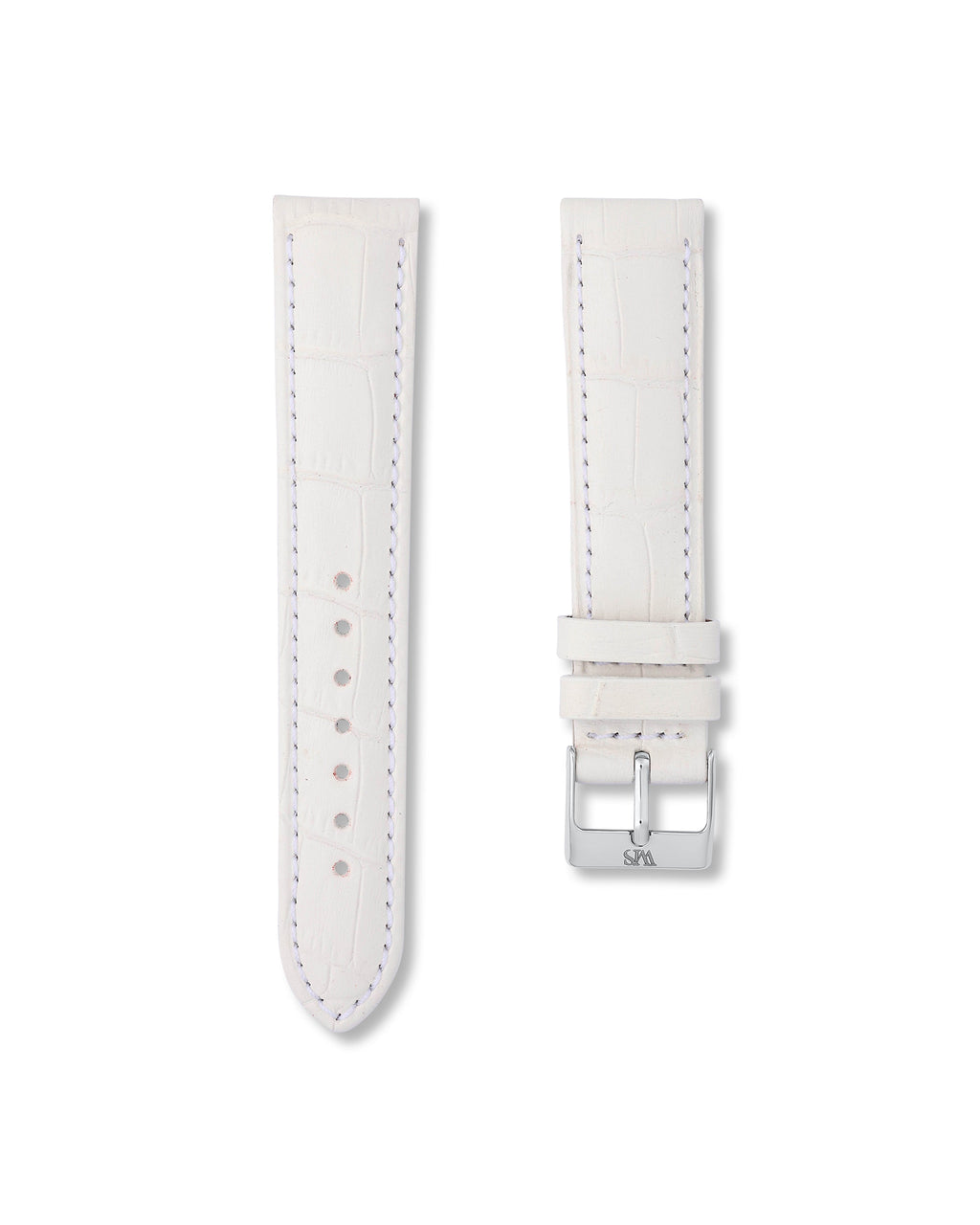 Ivory White Italian Alligator Leather Watch Strap 20mm