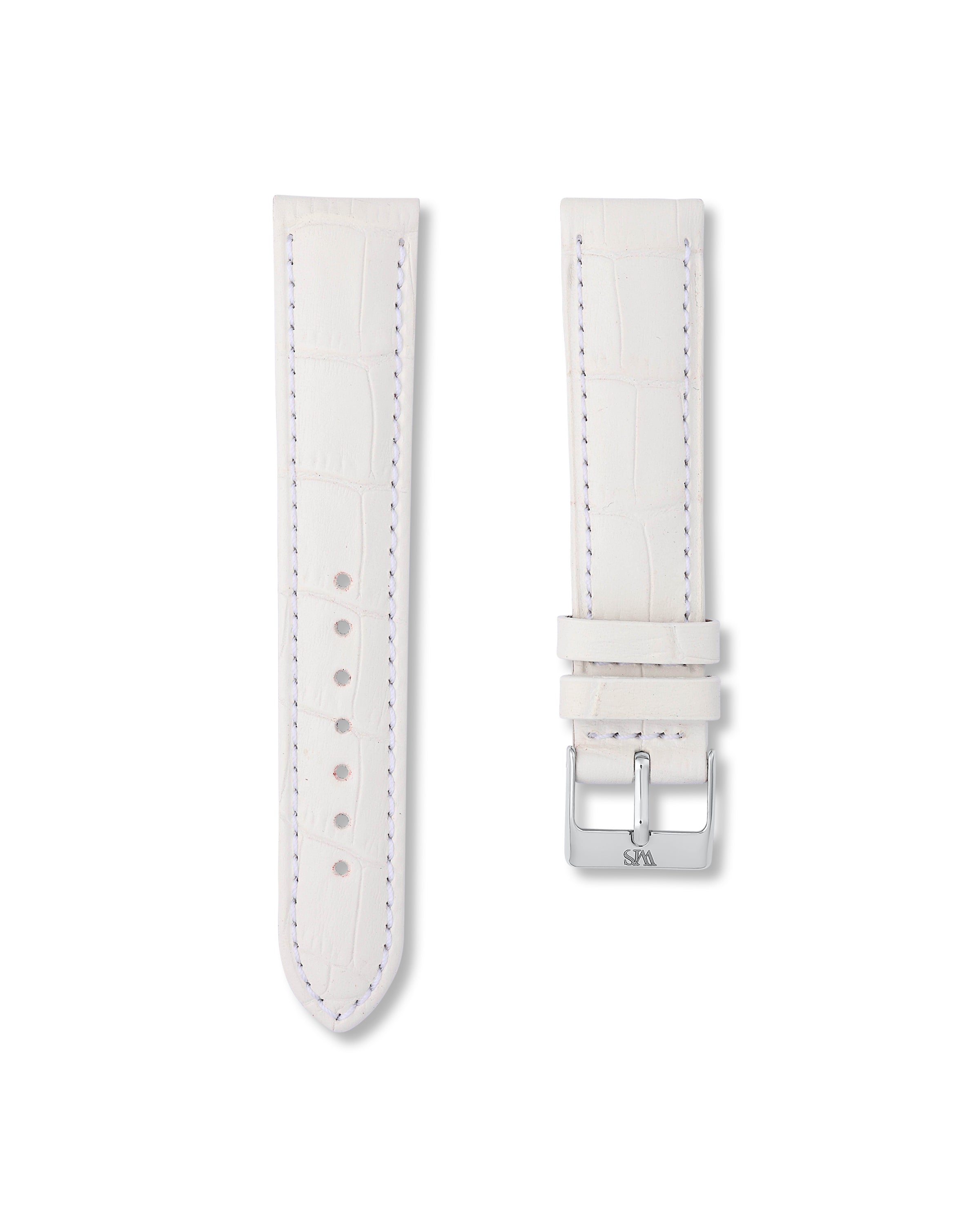 Ivory White Italian Alligator Leather Watch Strap 20mm