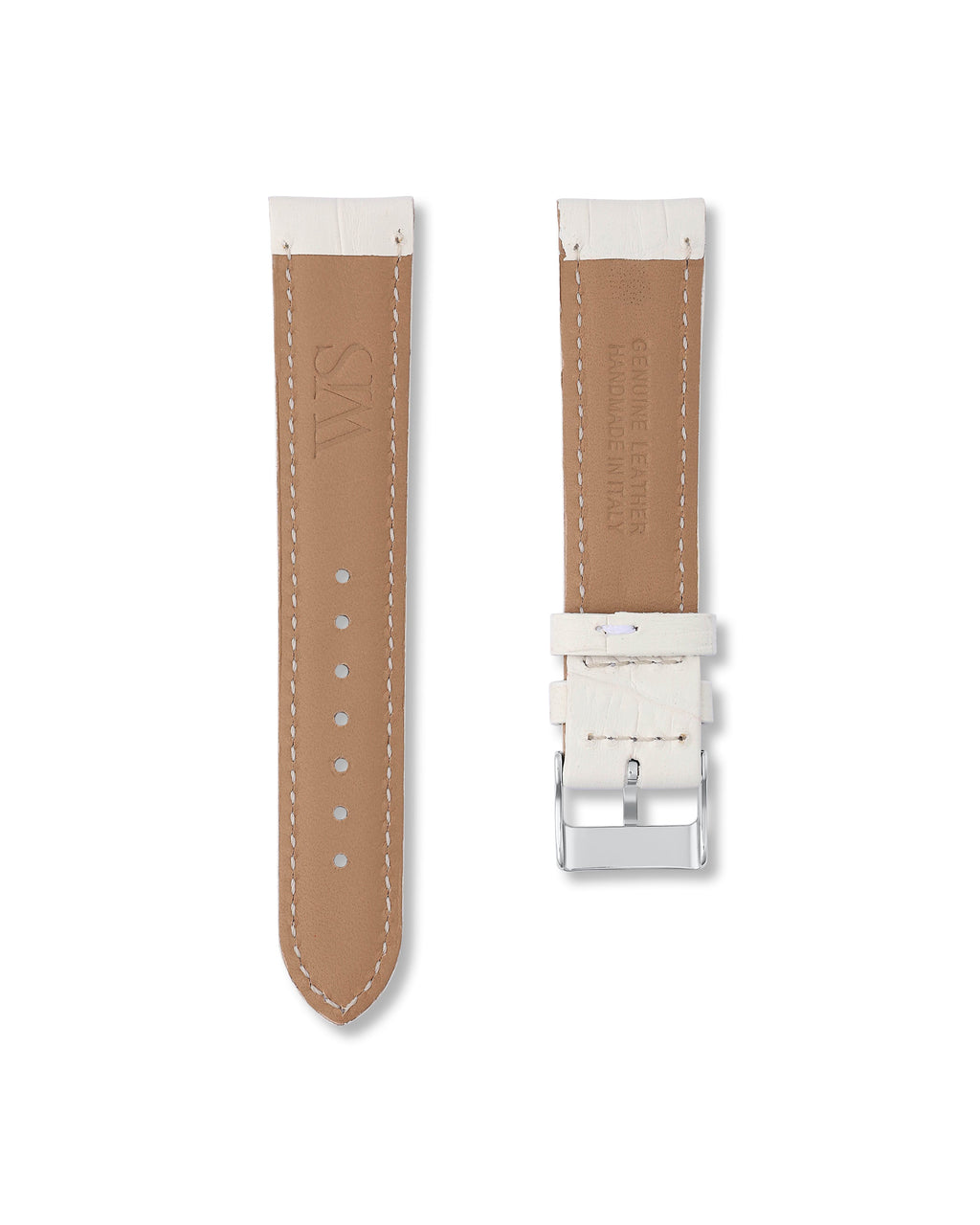 Ivory White Italian Alligator Leather Watch Strap 20mm