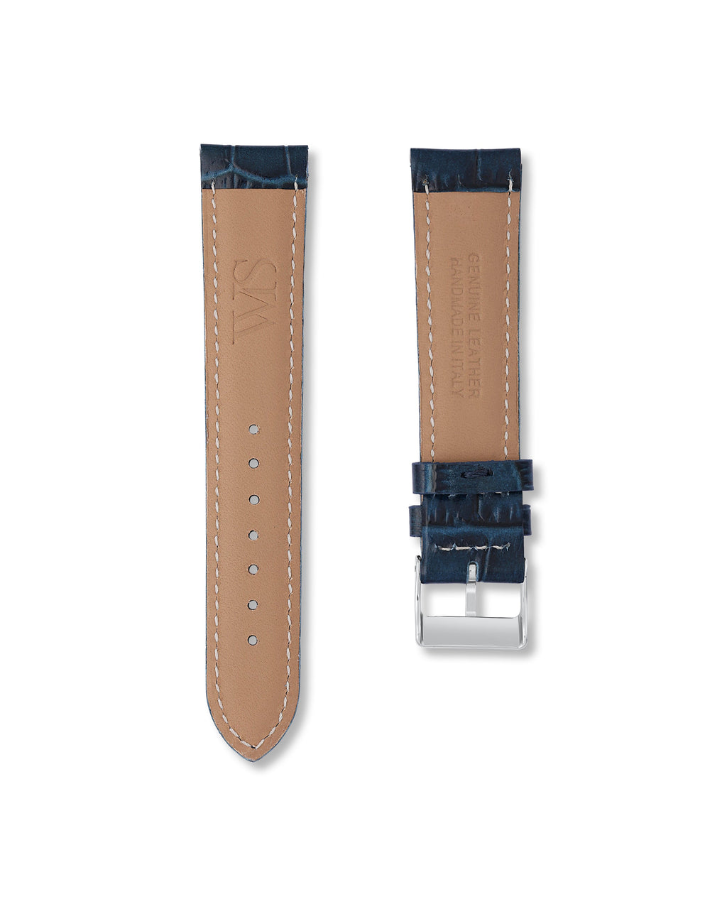 Midnight Blue Italian Alligator Leather Watch Strap 20mm