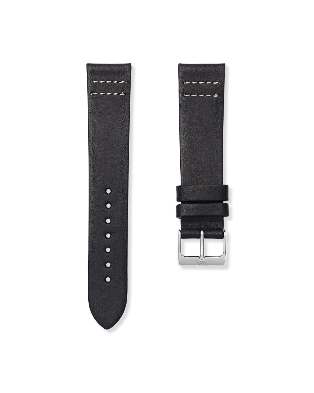 Tuxedo Black & White Stitched Leather Watch Strap 20mm