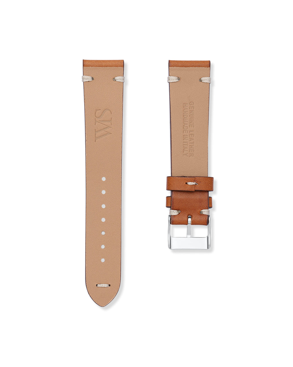Woodland Brown Stitched Italian Leather Watch Strap 20mm