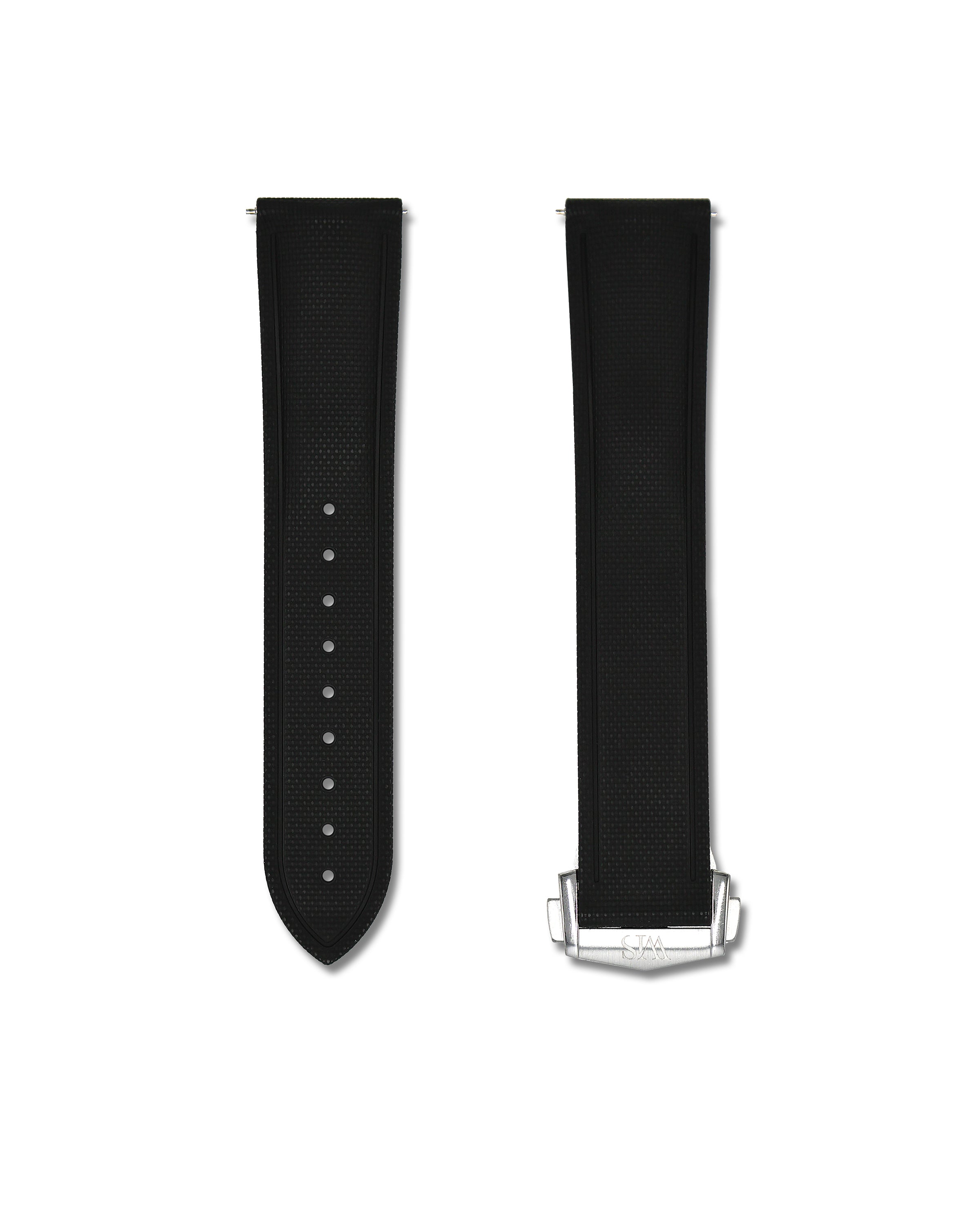 Tuxedo Black Deployant Clasp Quick Release Rubber Sailcloth Strap 20mm