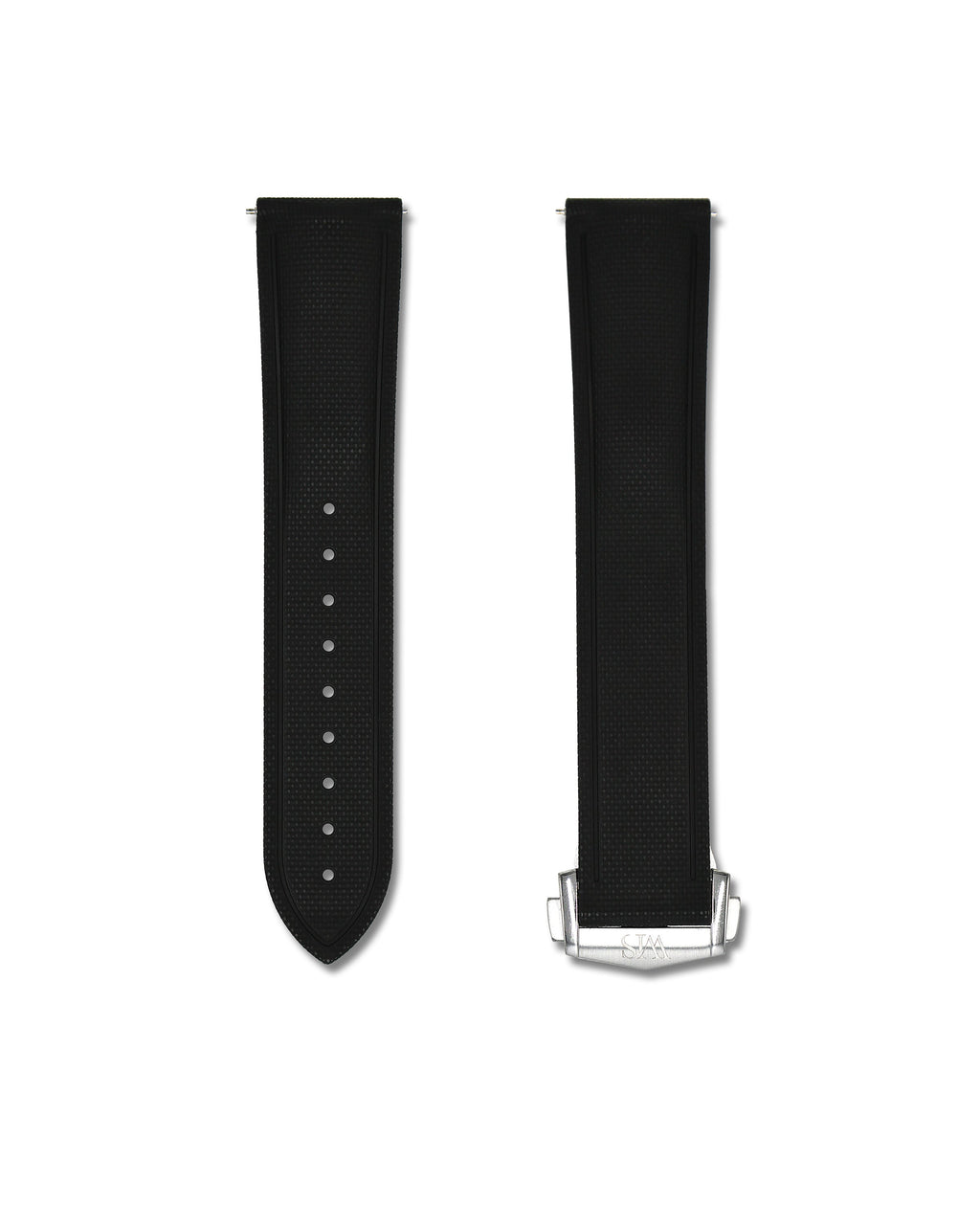 Tuxedo Black Deployant Clasp Quick Release Rubber Sailcloth Strap 24mm