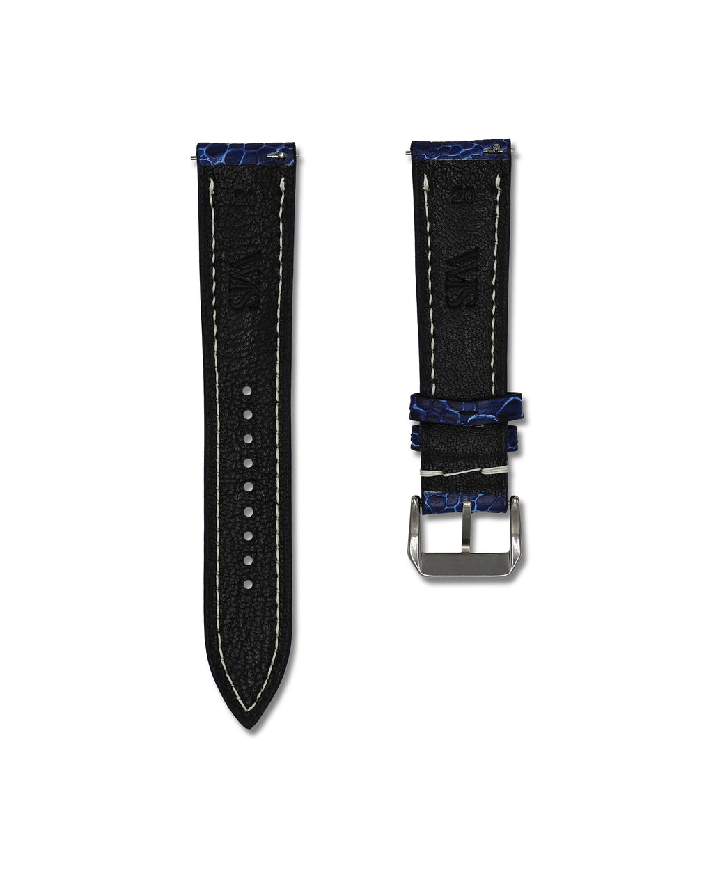 Breakers Blue Bespoke Ostrich Shin Leather Watch Strap 20mm