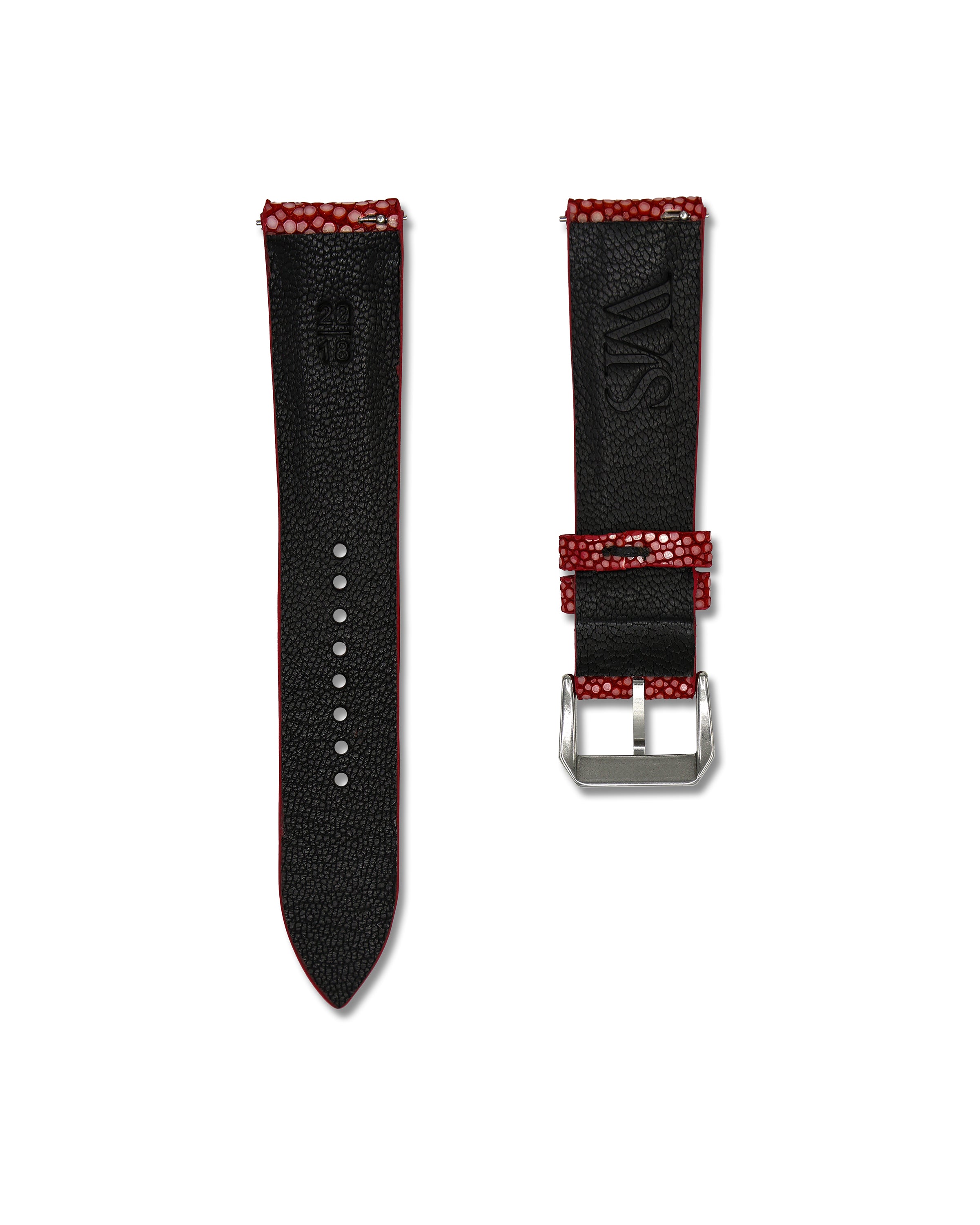 Red Bespoke Stingray Leather Watch Strap 22mm