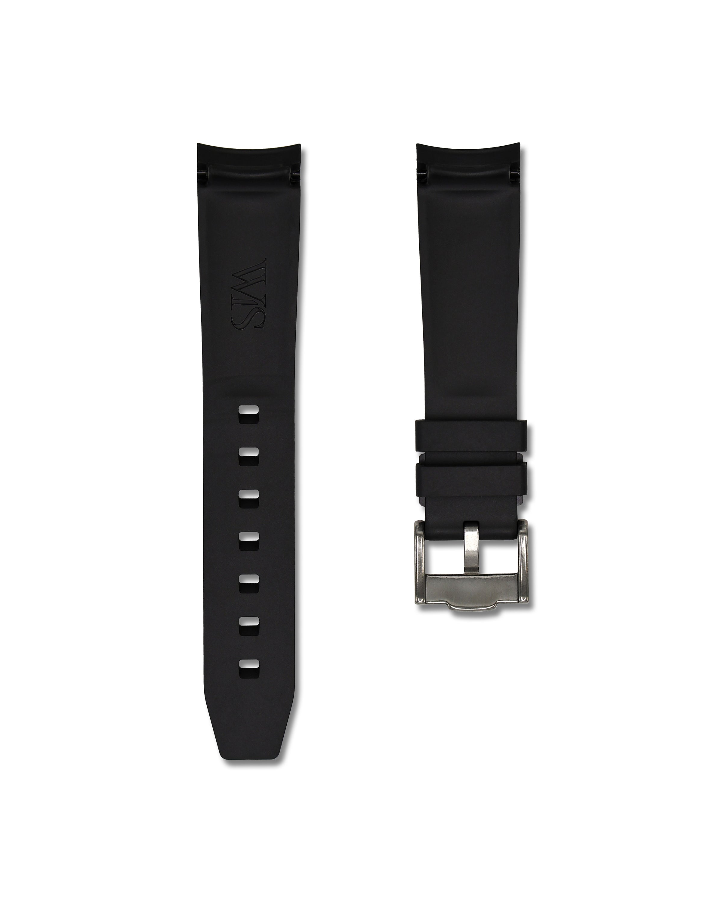 Tuxedo Black with Red Stripe Curved Rubber Strap 20mm