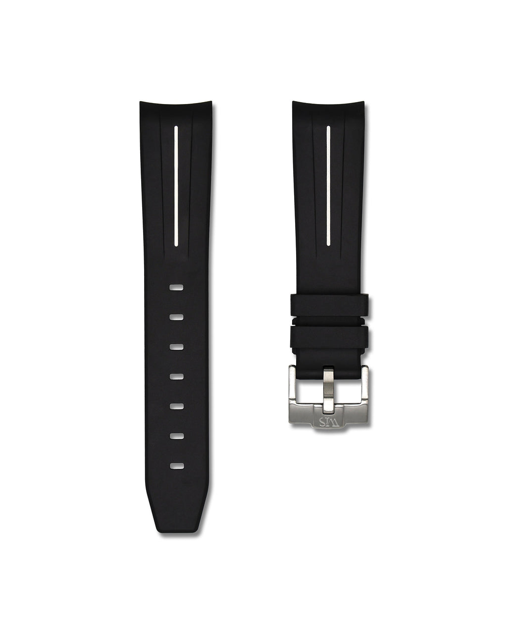 Tuxedo Black with White Stripe Curved Rubber Strap 20mm