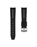 Tuxedo Black with White Stripe Curved Rubber Strap 20mm