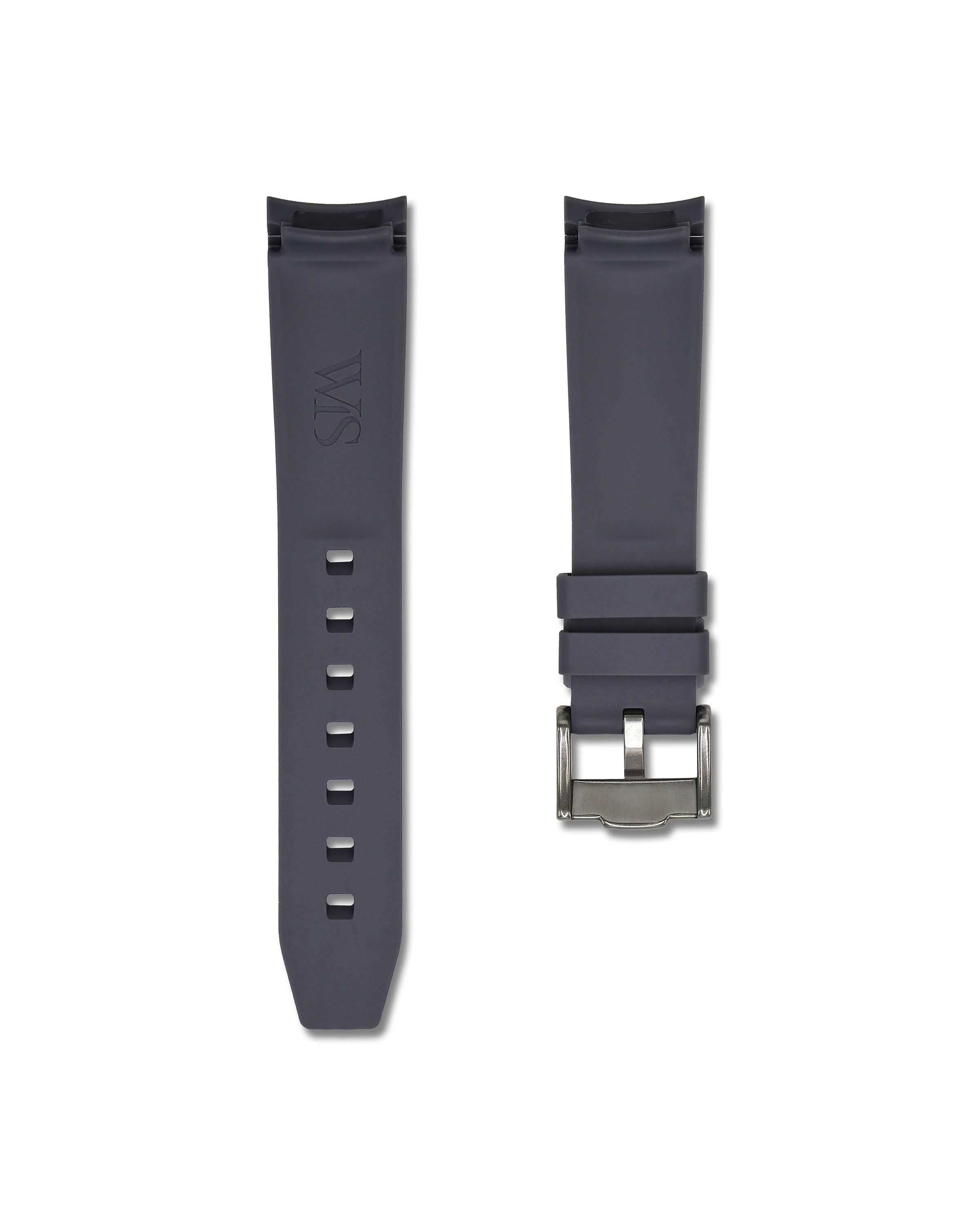 Charcoal Grey with Black Stripe Curved Rubber Strap 20mm