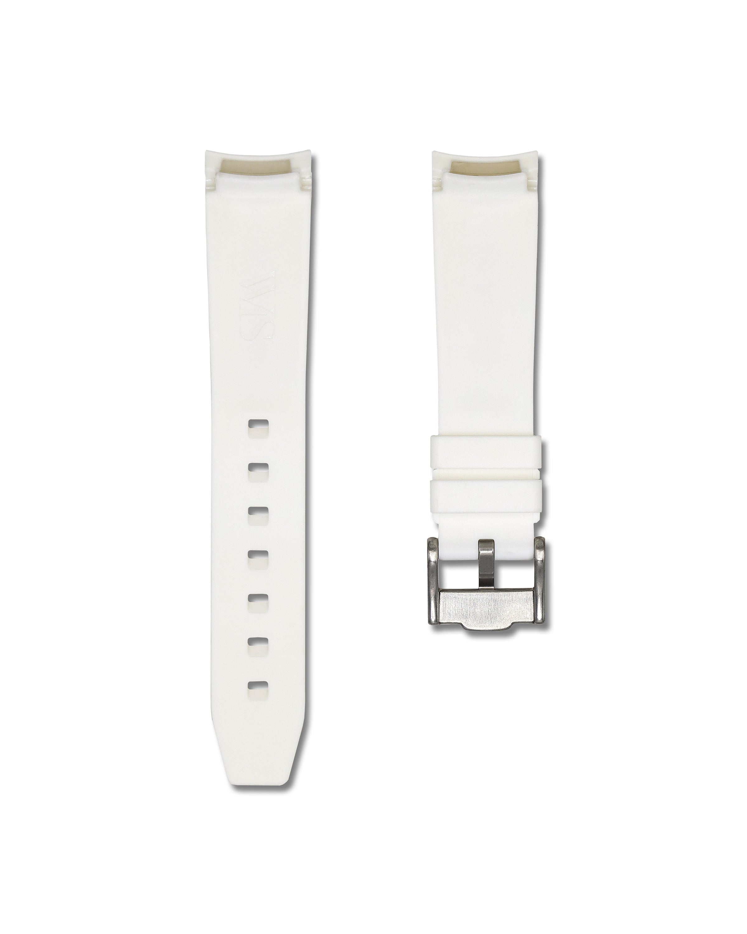 Polar White with Red Stripe Curved Rubber Strap 20mm