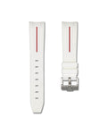 Polar White with Red Stripe Curved Rubber Strap 20mm