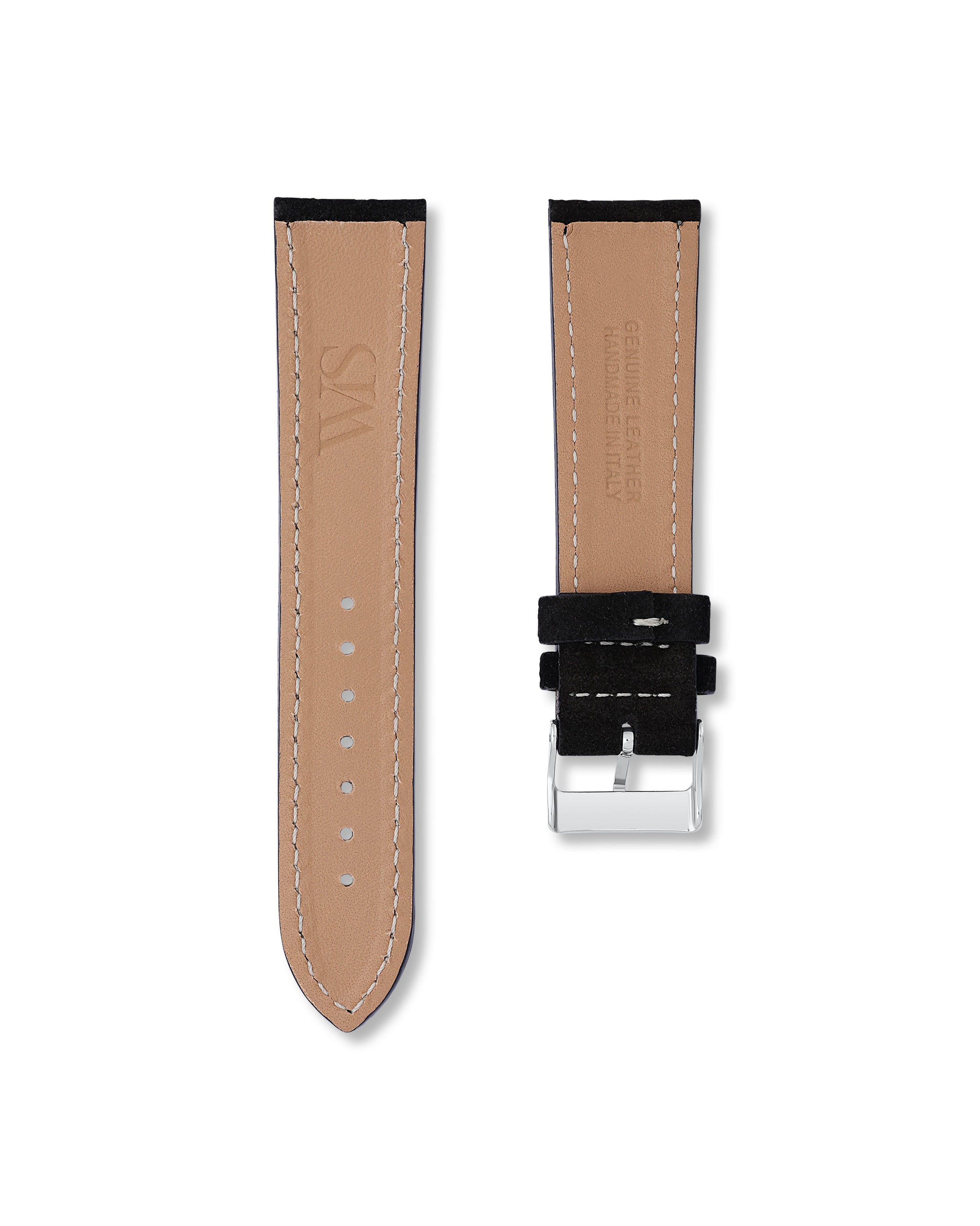 Tuxedo Black Suede Leather Watch Strap 22mm