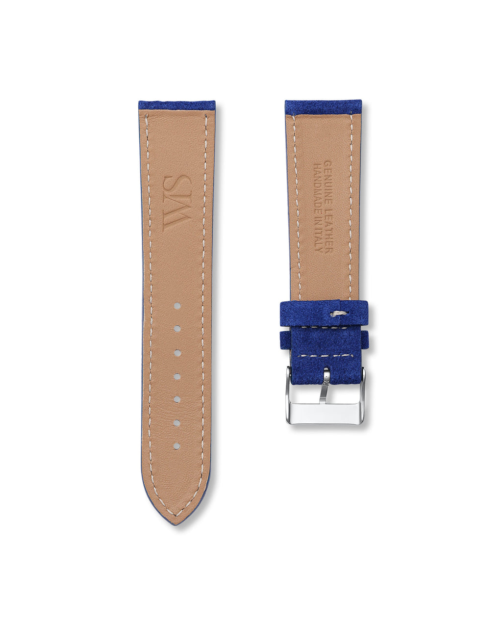 Ocean Blue Suede Leather Watch Strap 23mm
