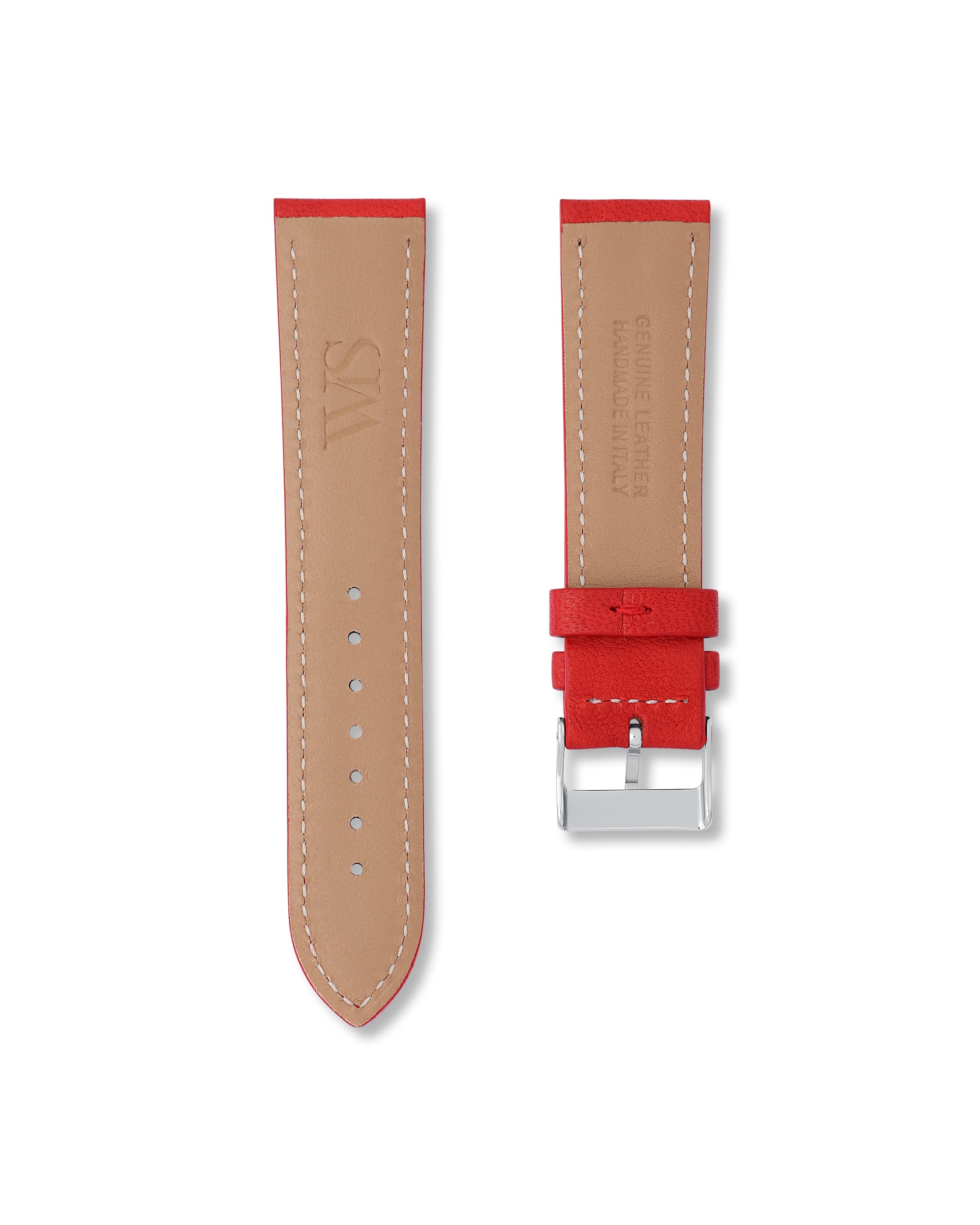 Strawberry Red Italian Calf Leather Watch Strap 22mm