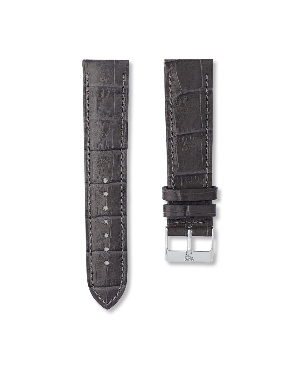 Charcoal Grey Italian Alligator Leather Watch Strap 22mm