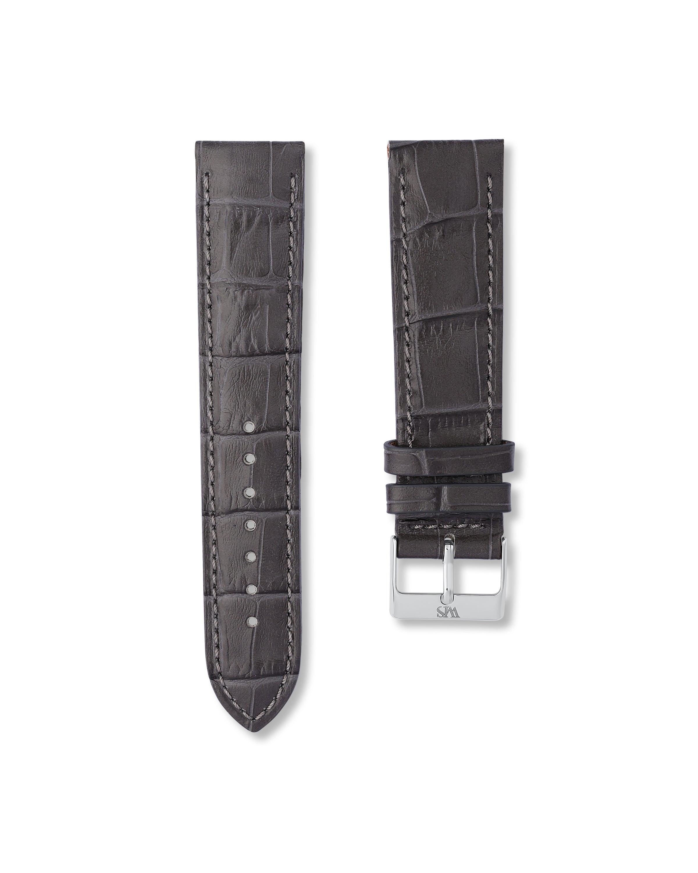 Charcoal Grey Italian Alligator Leather Watch Strap 22mm