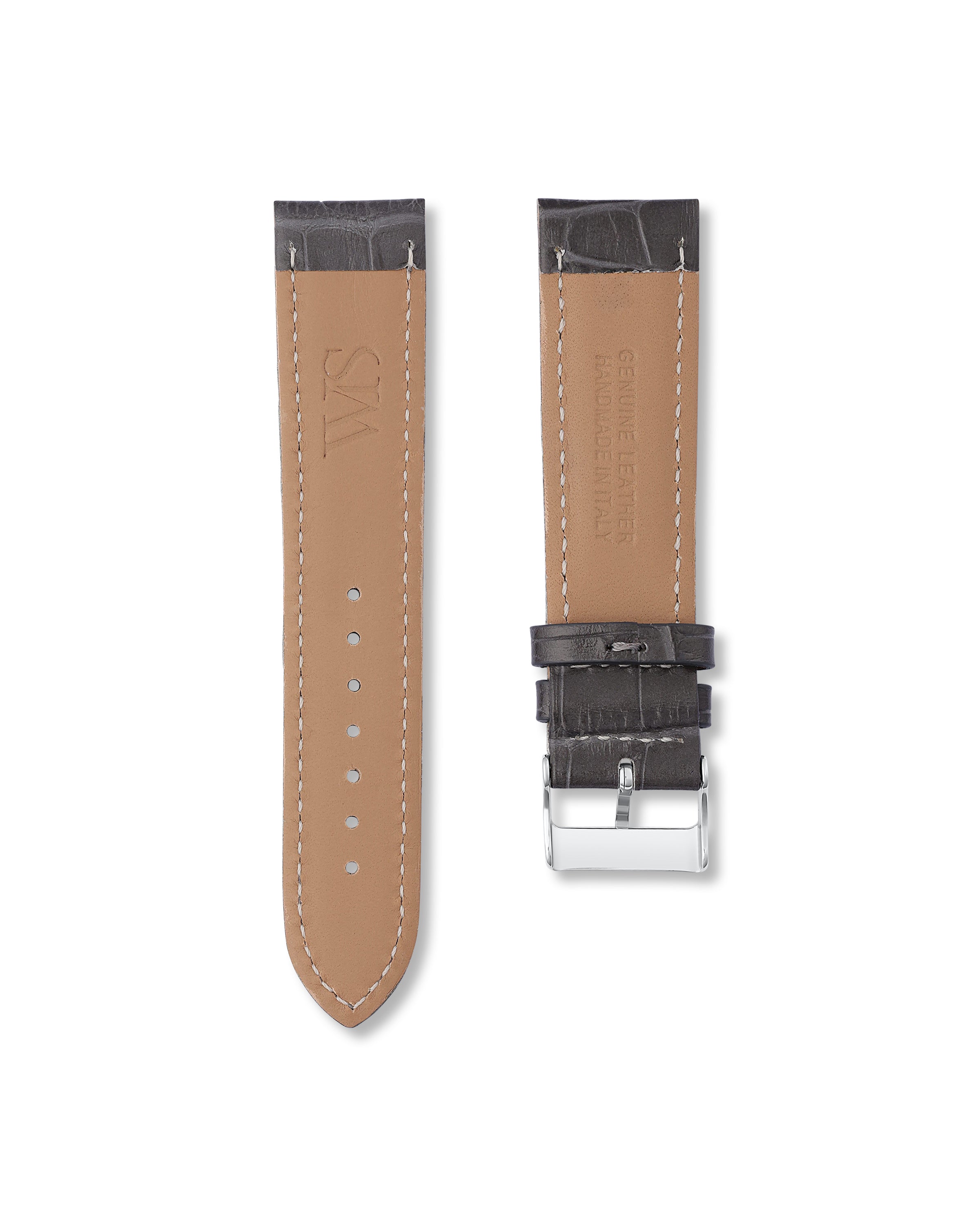 Charcoal Grey Italian Alligator Leather Watch Strap 22mm