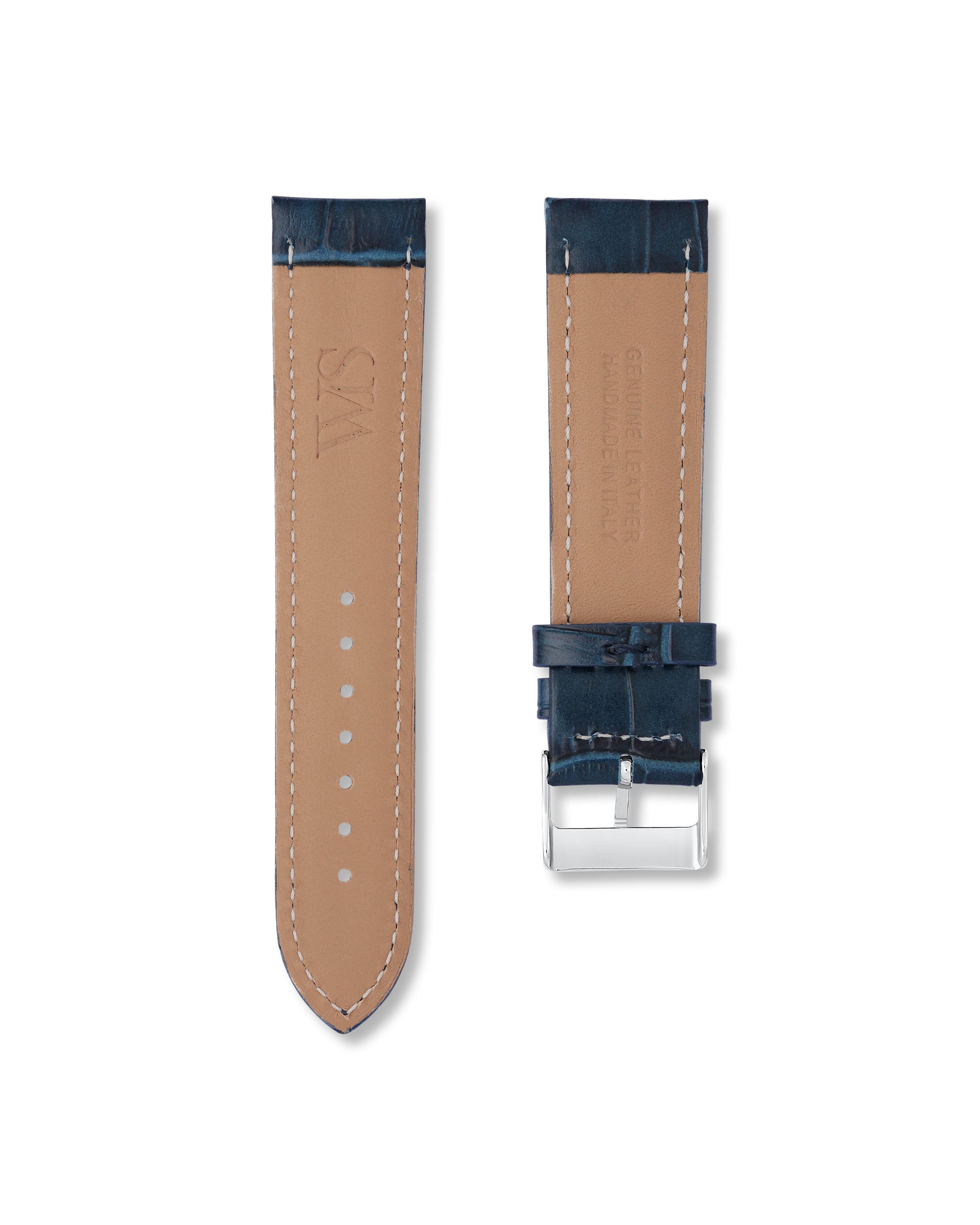 Midnight Blue Italian Alligator Leather Watch Strap 22mm