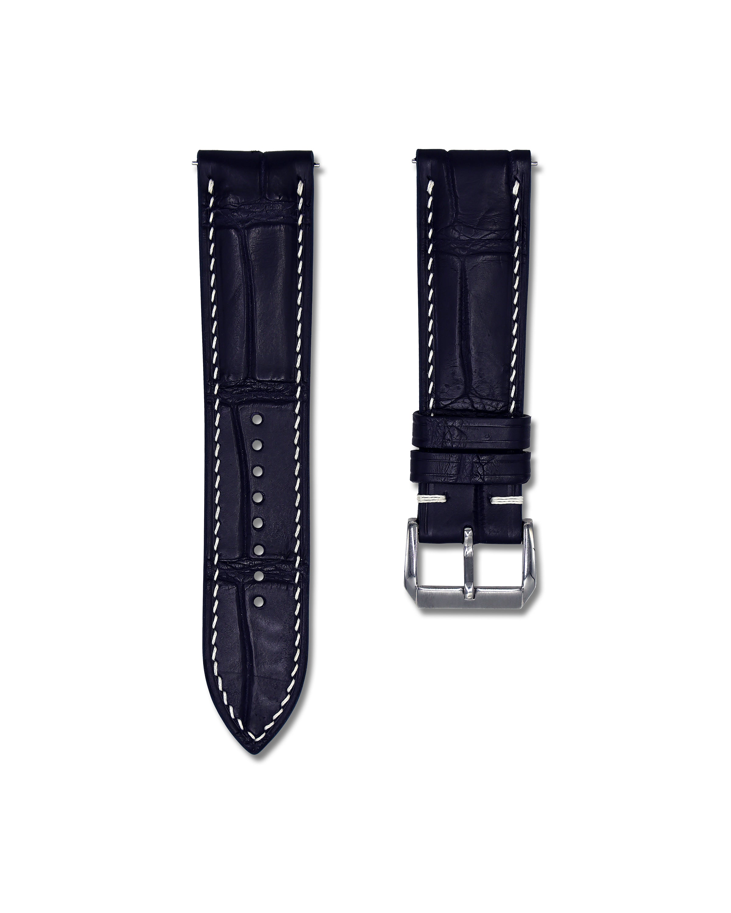 Midnight Blue Genuine Alligator Leather Watch Strap 22mm