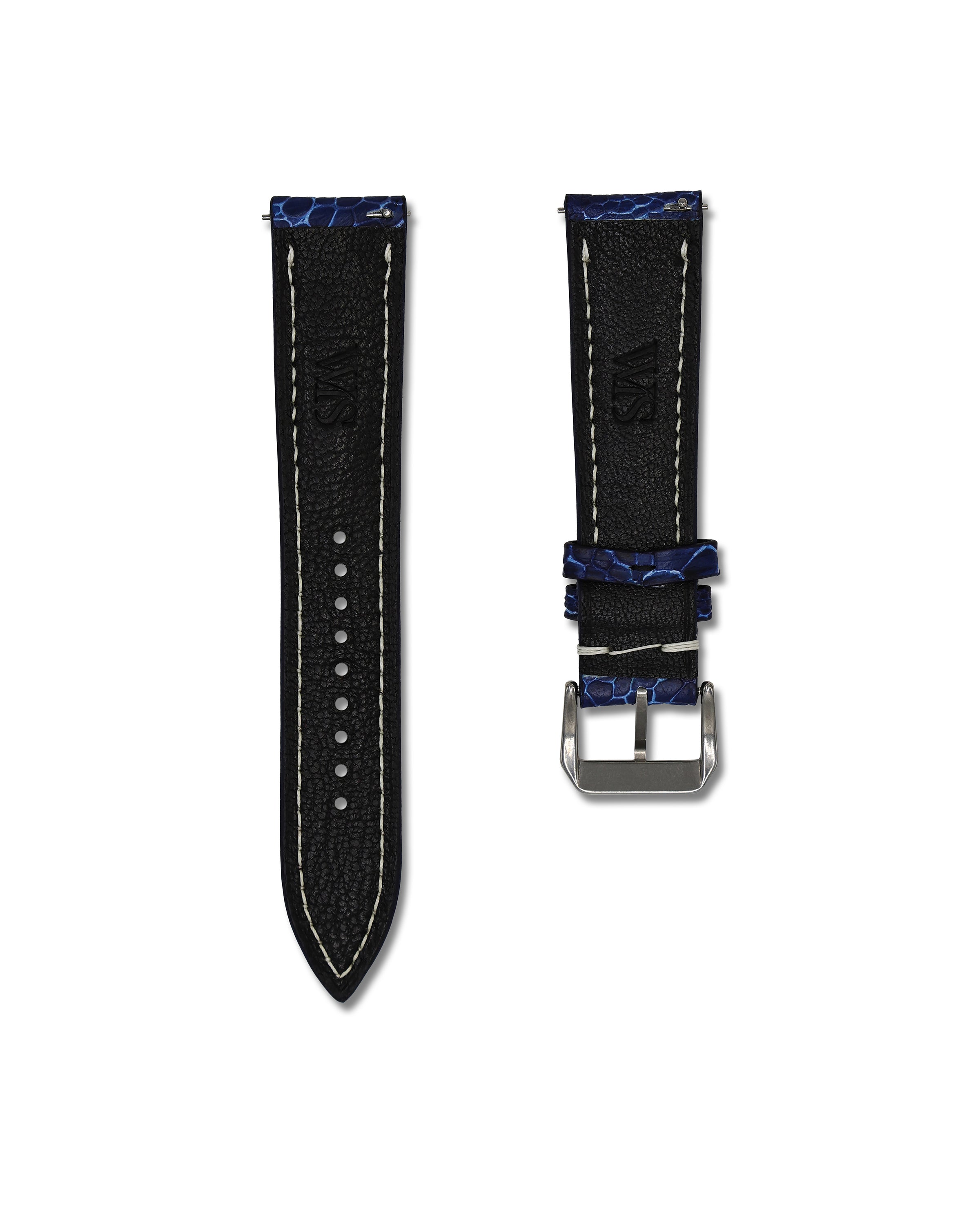Breakers Blue Bespoke Ostrich Shin Leather Watch Strap 22mm