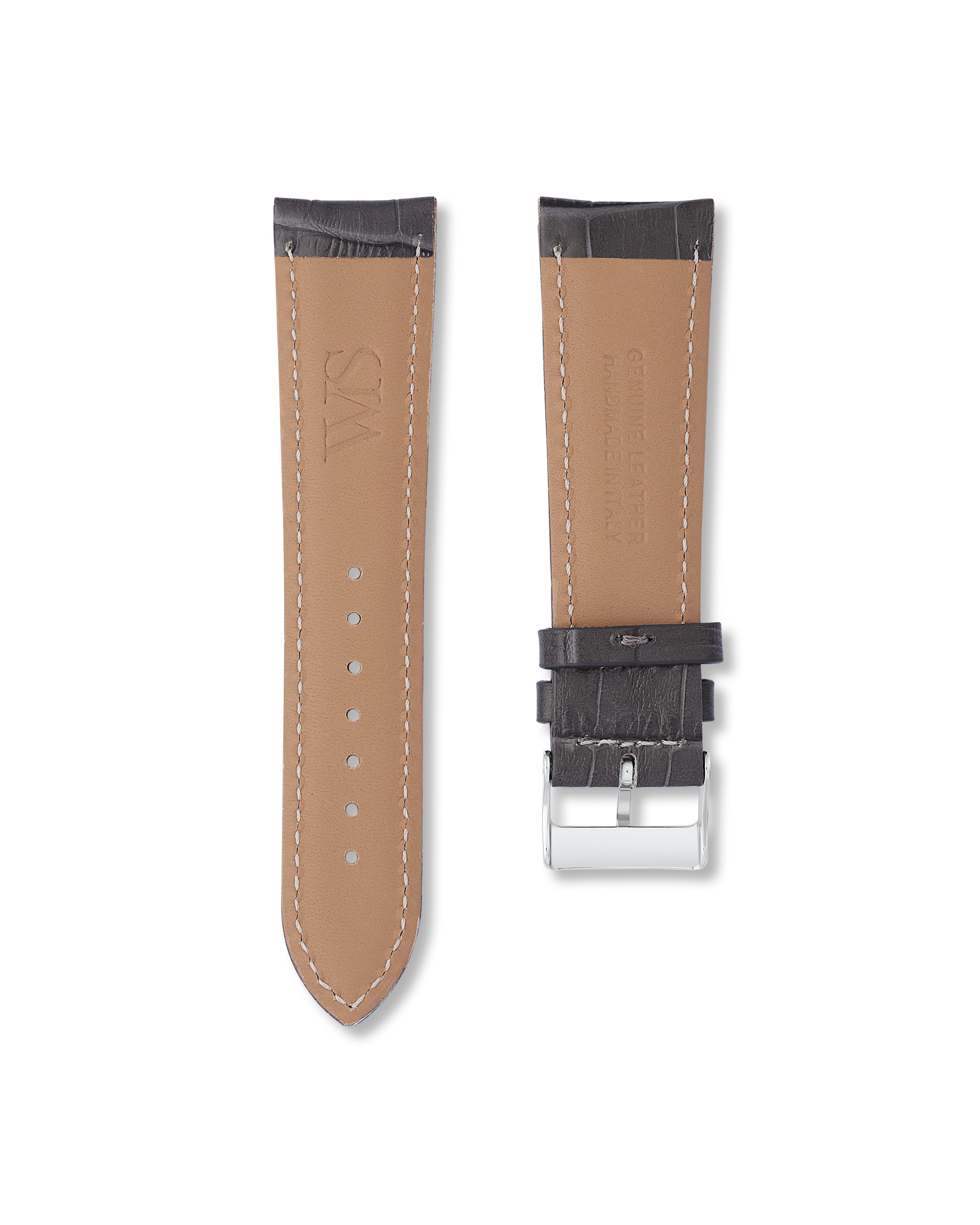 Charcoal Grey Italian Alligator Leather Watch Strap 23mm