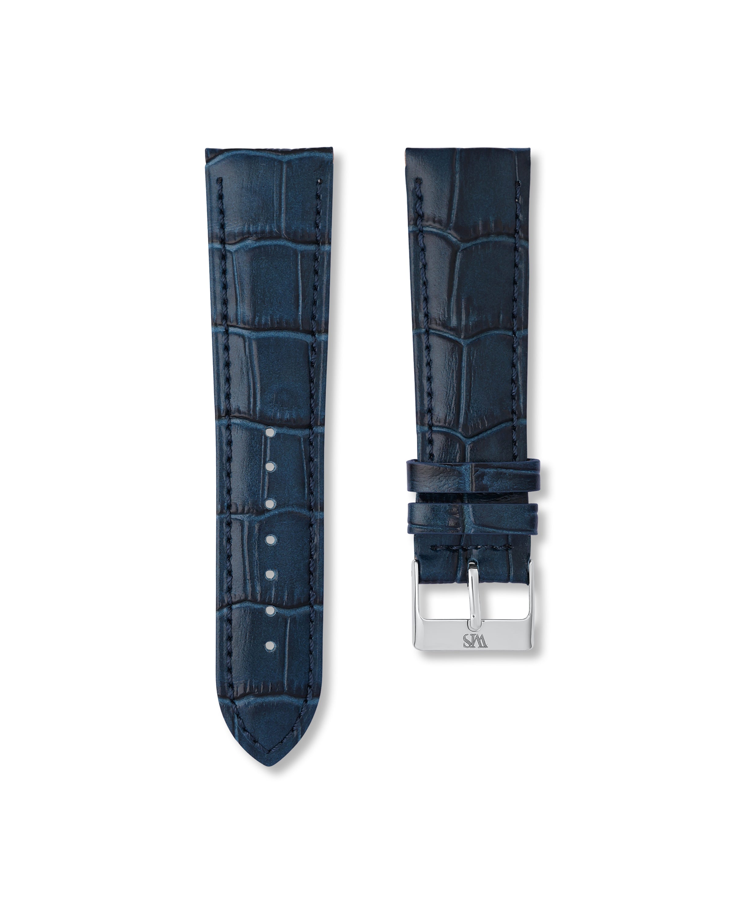 Midnight Blue Italian Alligator Leather Watch Strap 24mm