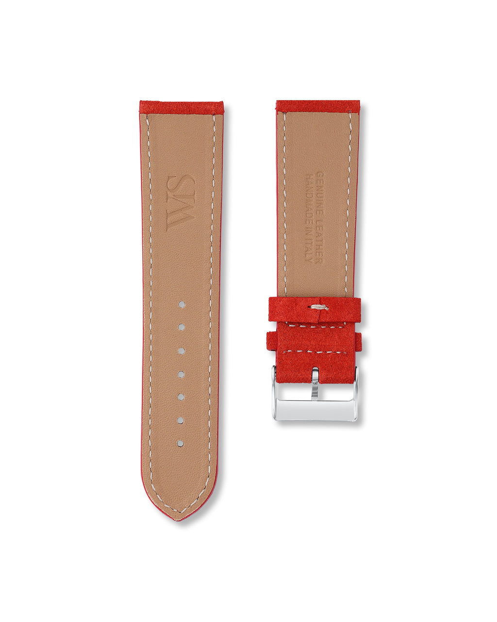 Salmon Red Suede Leather Watch Strap 24mm