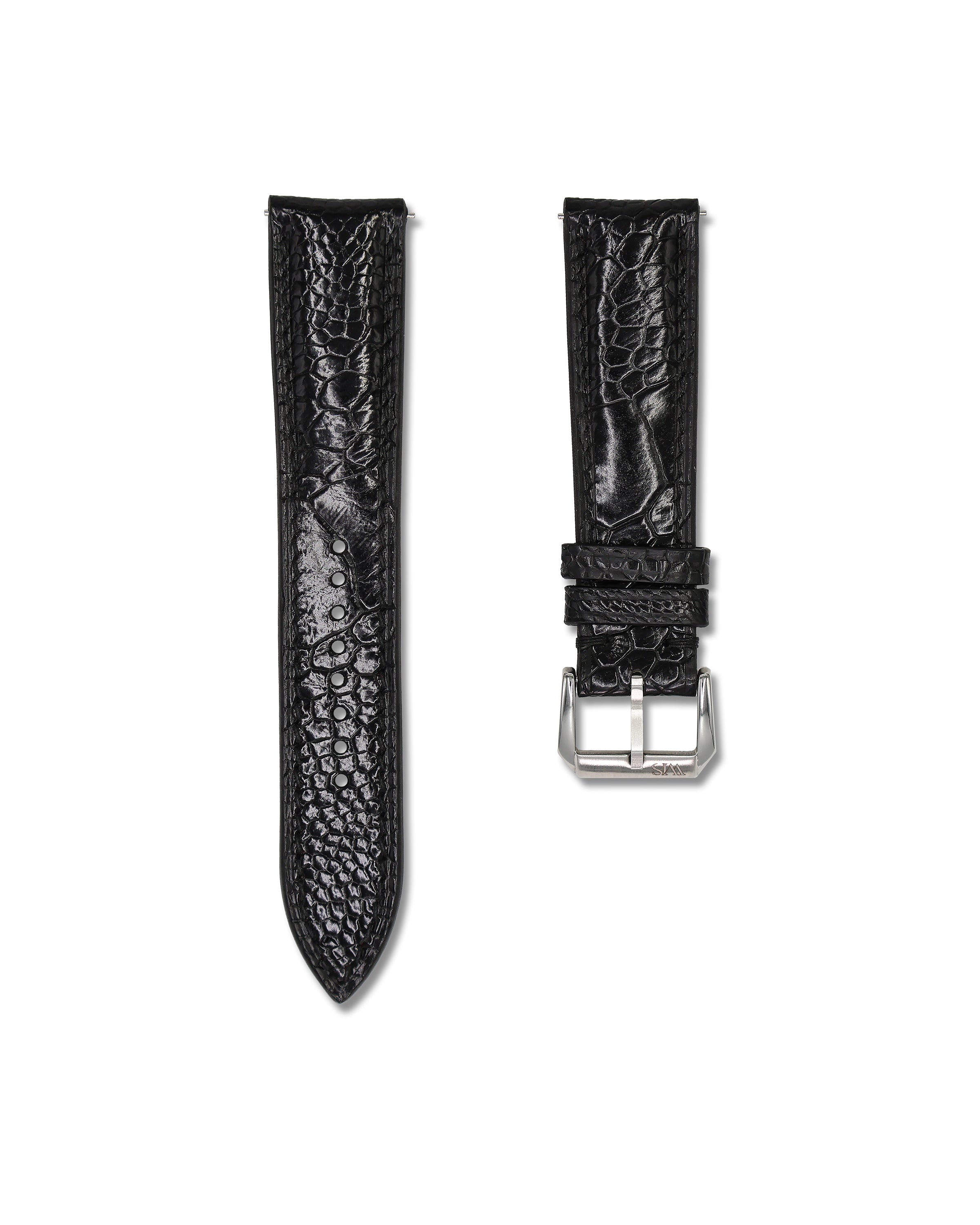 Black Bespoke Ostrich Shin Leather Watch Strap 24mm