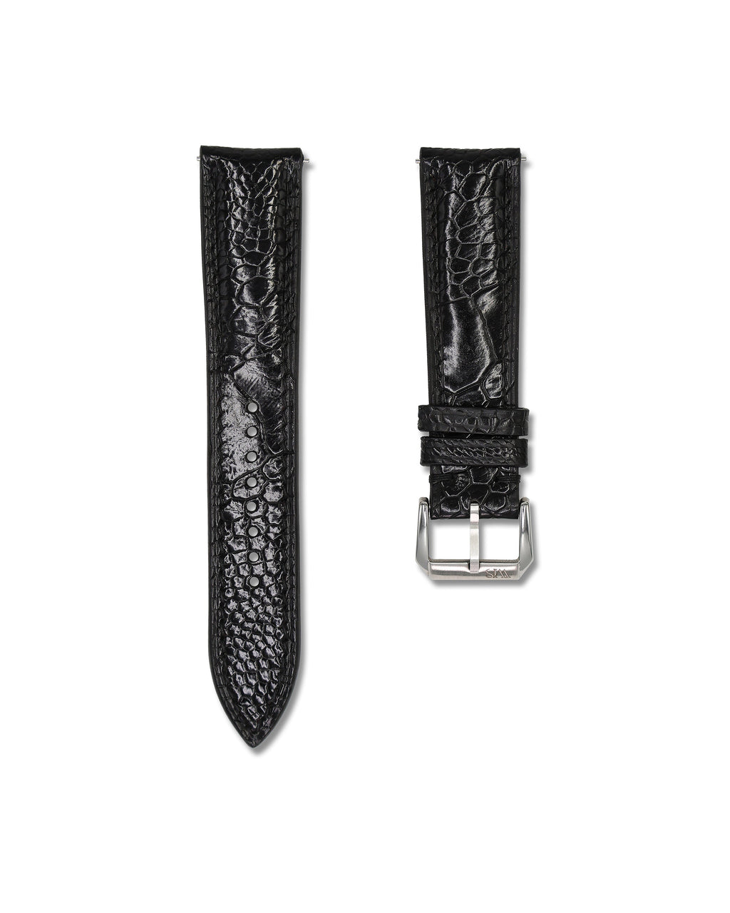 Black Bespoke Ostrich Shin Leather Watch Strap 22mm