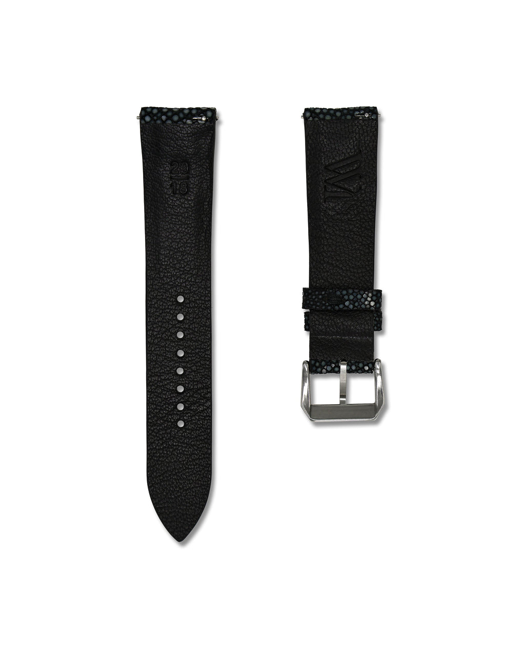 Black Bespoke Stingray Leather Watch Strap 20mm