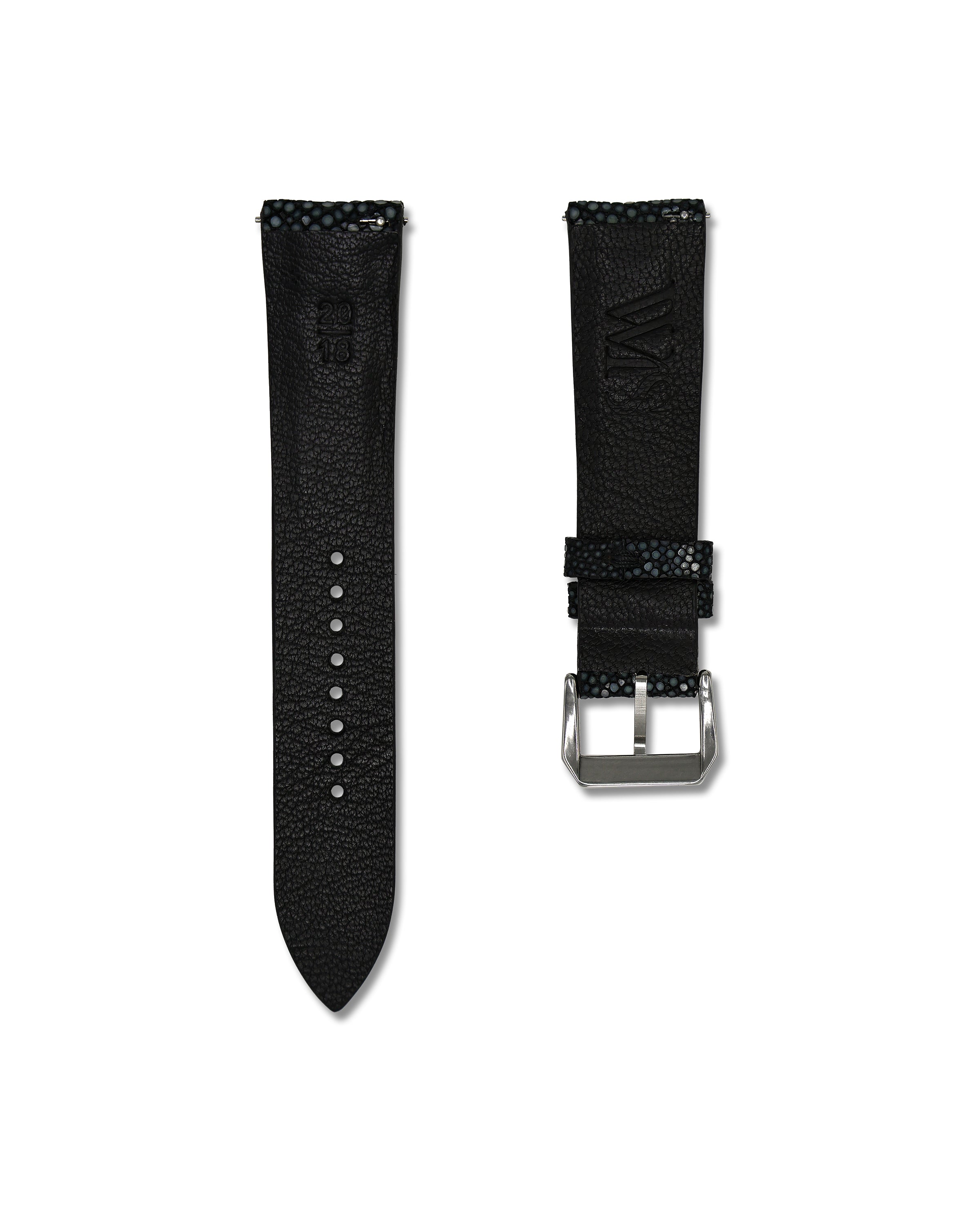 Black Bespoke Stingray Leather Watch Strap 22mm