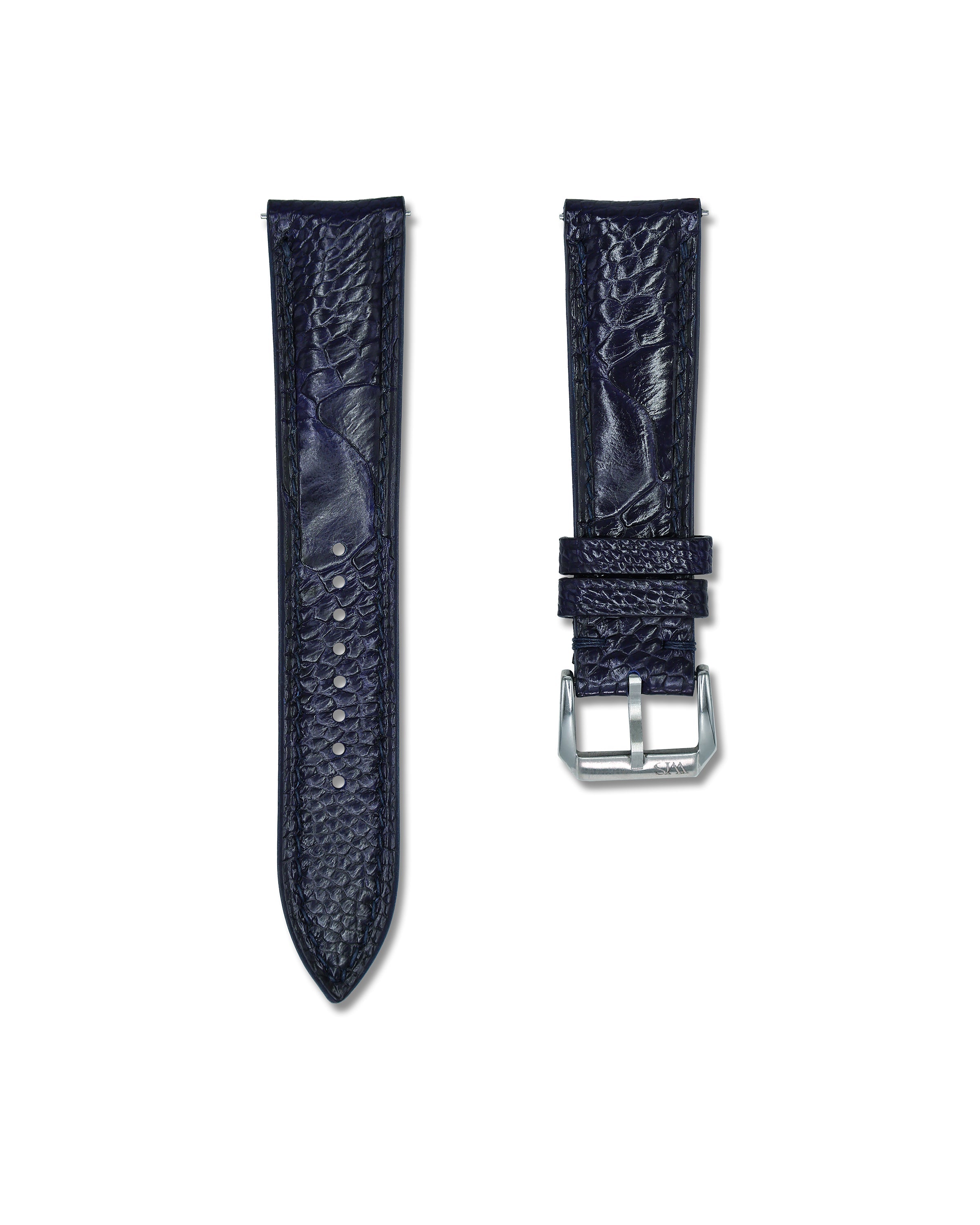Midnight Blue Bespoke Ostrich Shin Leather Watch Strap 20mm