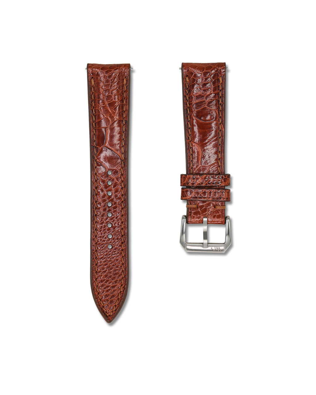 Cognac Brown Bespoke Ostrich Shin Leather Watch Strap 20mm