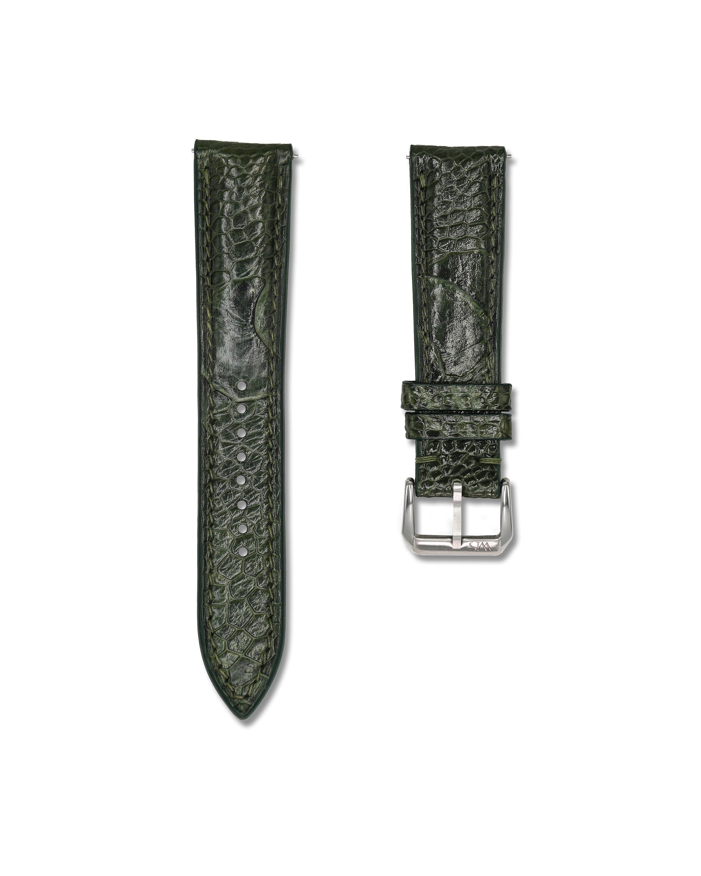Emerald Green Bespoke Ostrich Shin Leather Watch Strap 22mm
