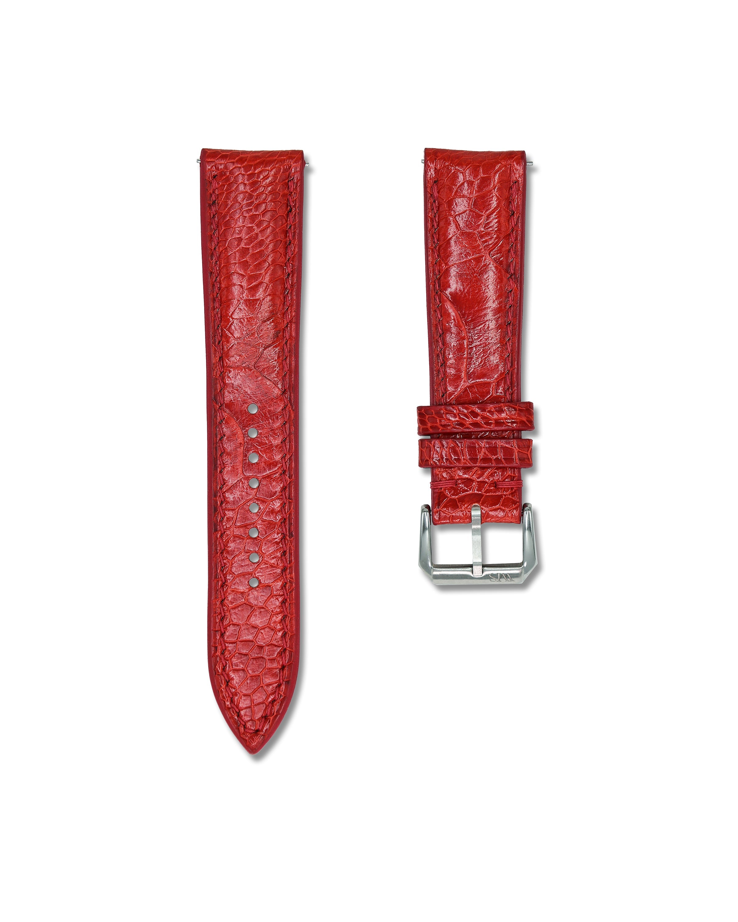 Red Bespoke Ostrich Shin Leather Watch Strap 22mm