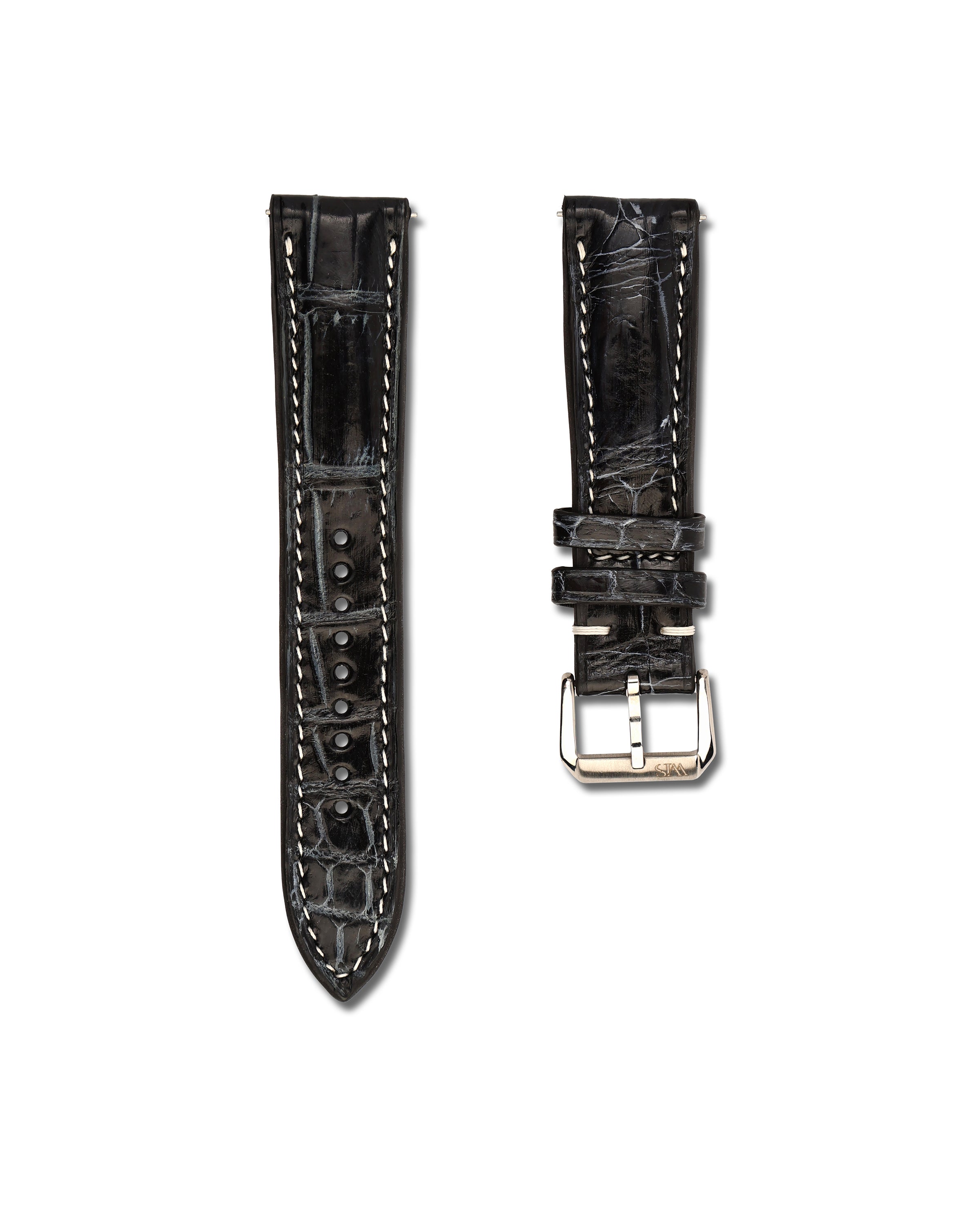 Obsidian Vein Black Alligator Leather Watch Strap 22mm