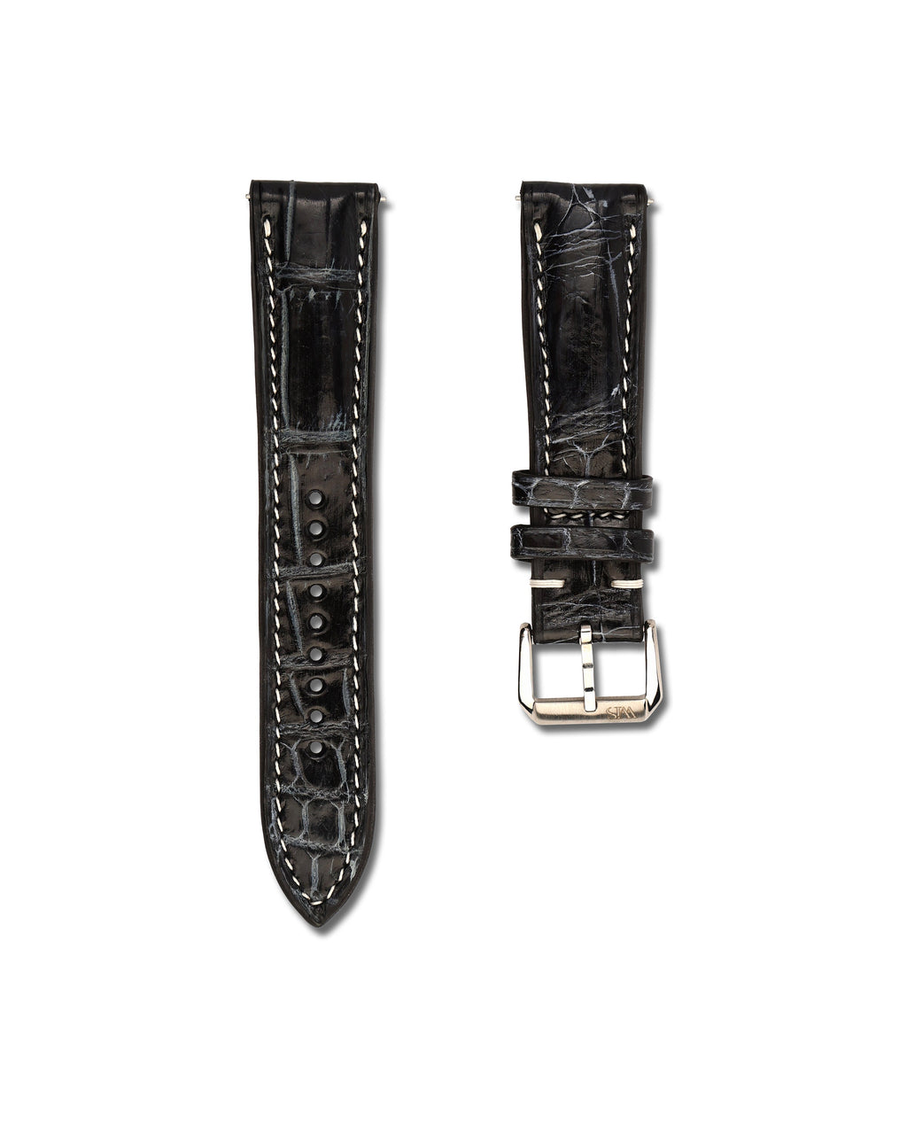 Obsidian Vein Black Alligator Leather Watch Strap 20mm