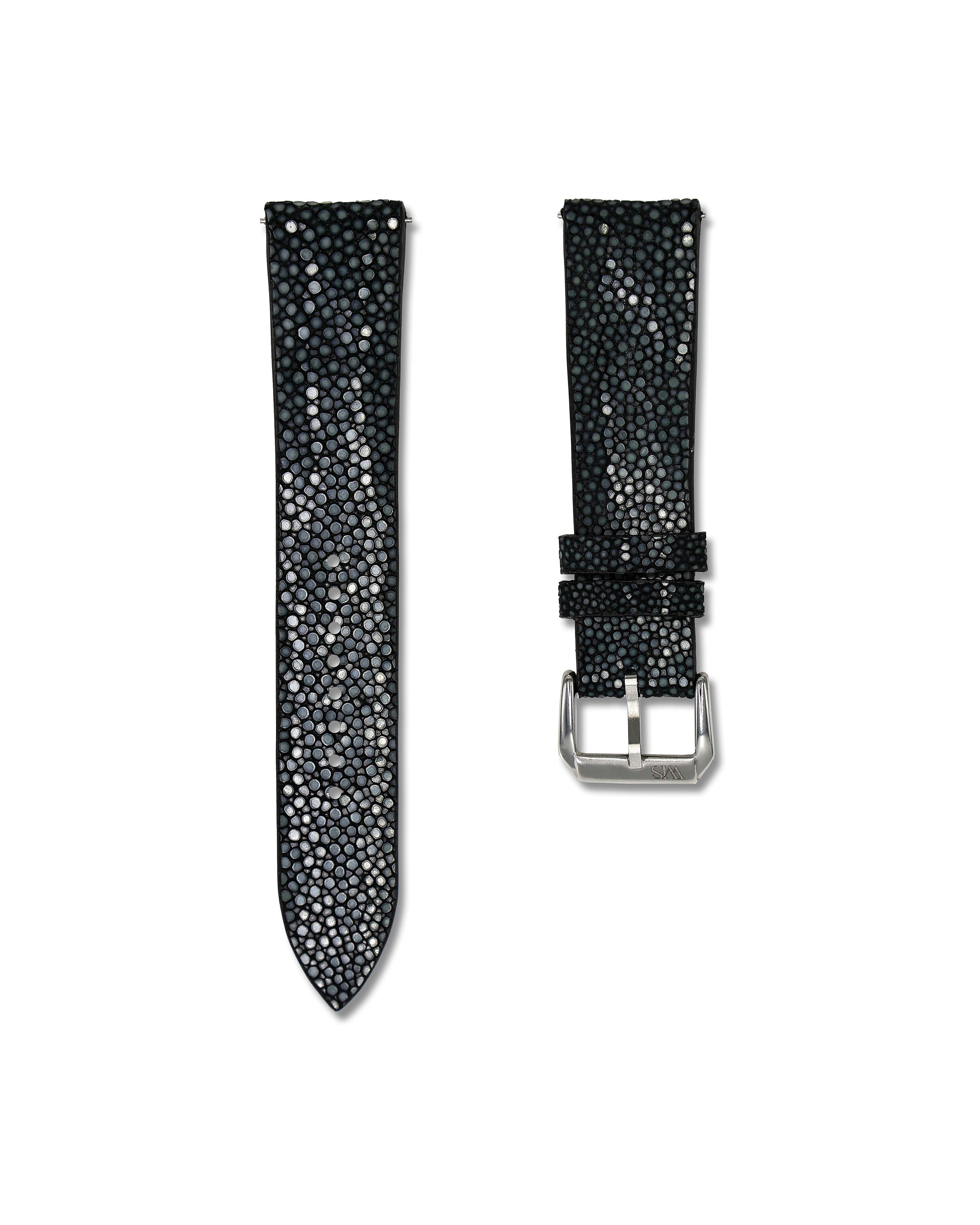 Black Bespoke Stingray Leather Watch Strap 22mm